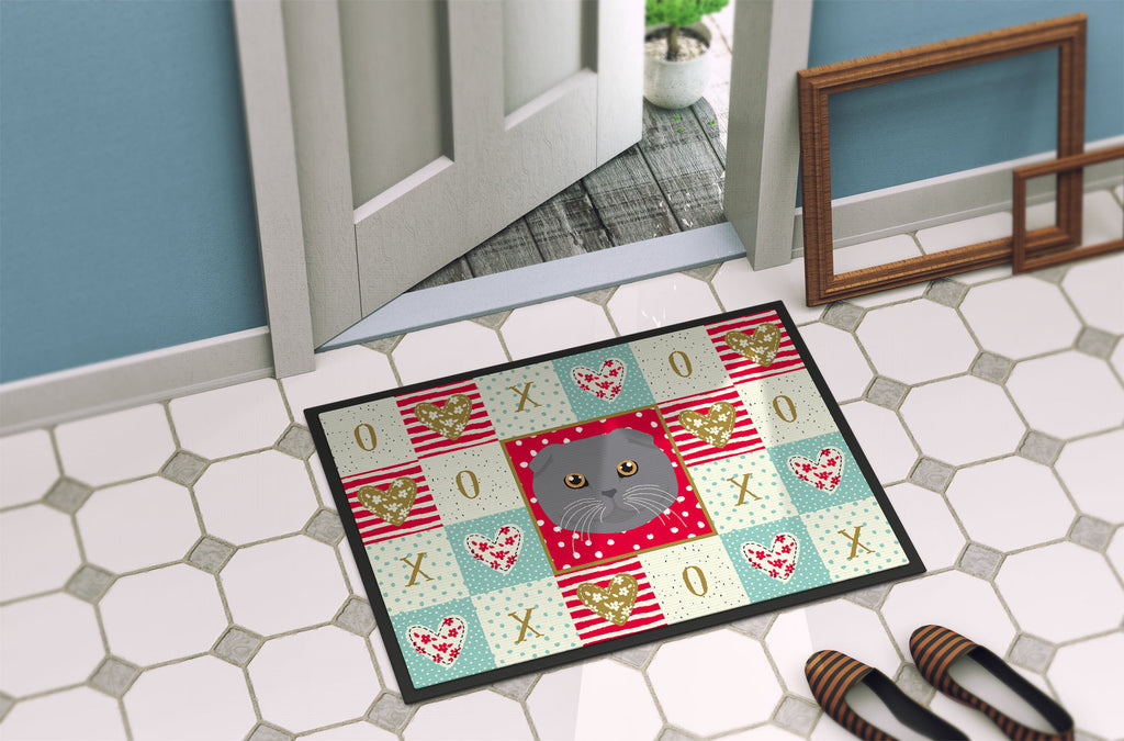 Scottish Fold Cat Love Doormat Indoor Outdoor 18H X 27W Front Door Mat Rugs for Entryway, Non Slip Washable