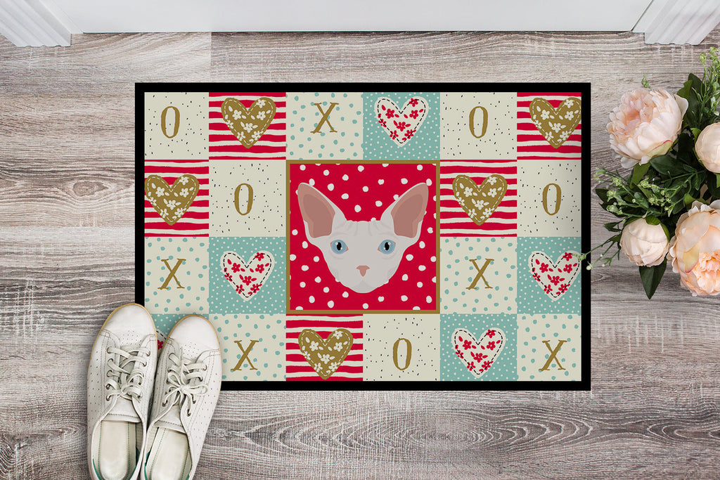 Sphynx Cat Love Doormat Indoor Outdoor 18H X 27W Front Door Mat Rugs for Entryway, Non Slip Washable