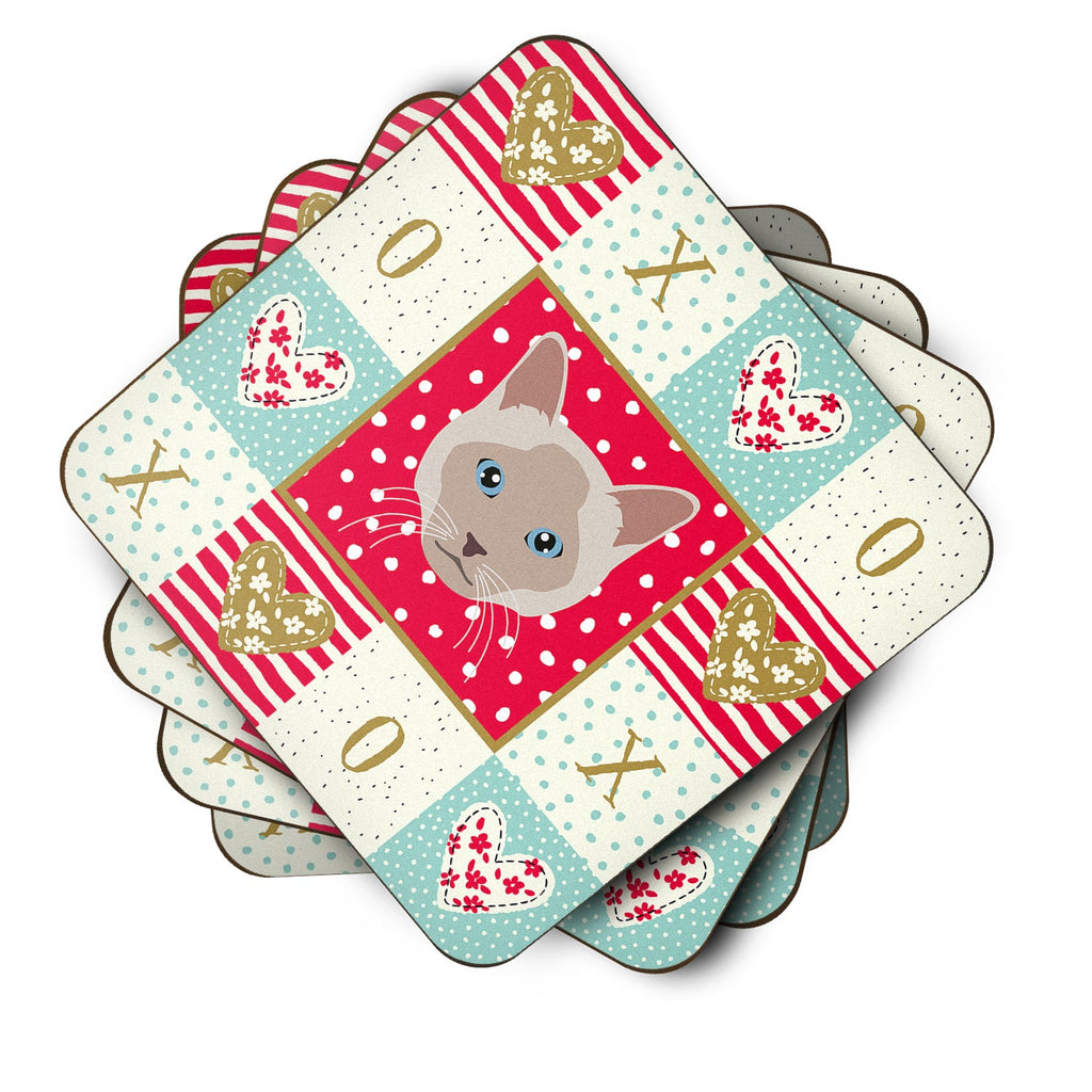 Thai lilac Cat Love Foam Coasters Set of 4 Cup Coasters for Indoor Outdoor, Tabletop Protection, Anti Slip, Mouse pad Material