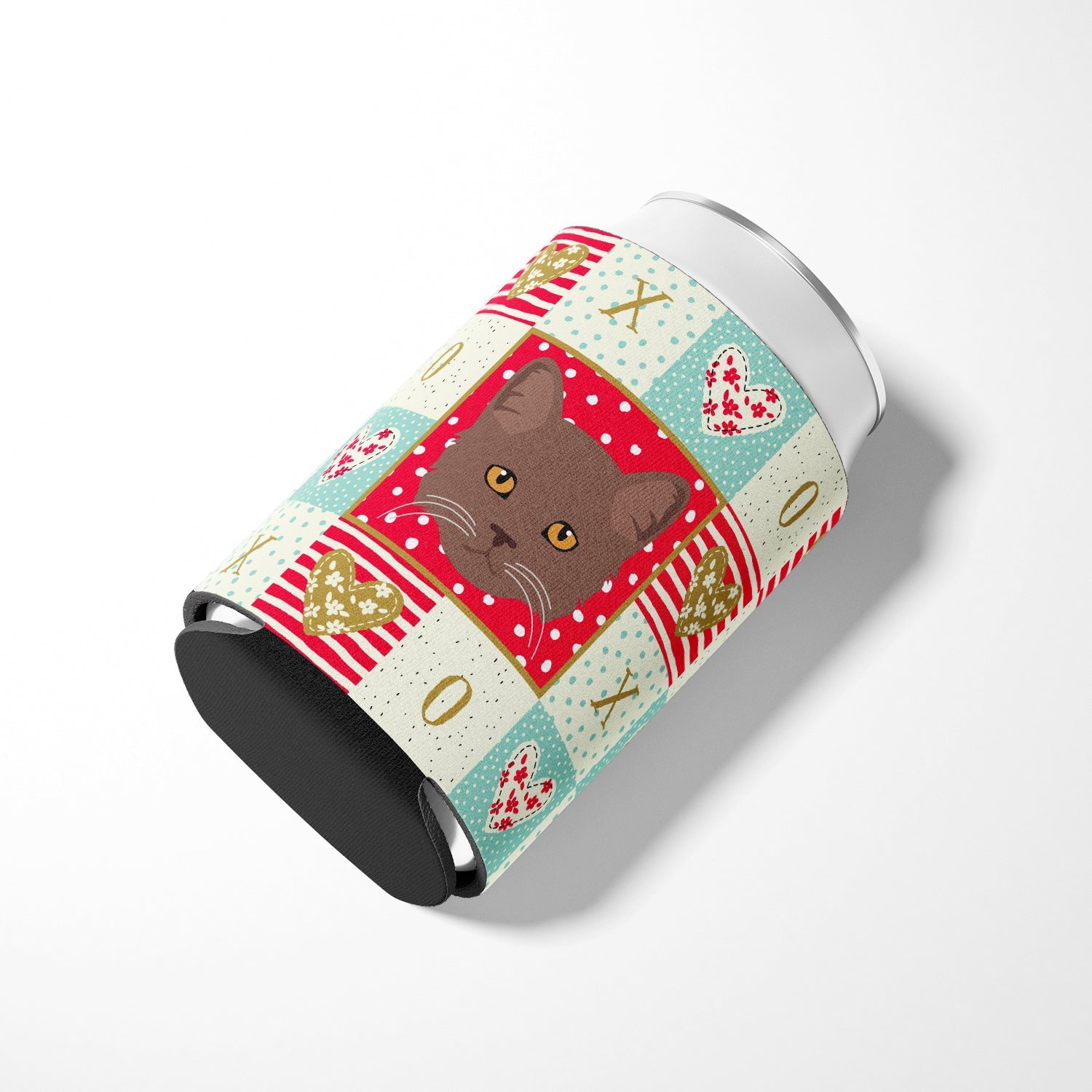York Chocolate Cat Love Can or Bottle Hugger Cooler Sleeve for Standard 12 oz Cans, Insulated Foam Beer & Soda Can Hugger Reusable