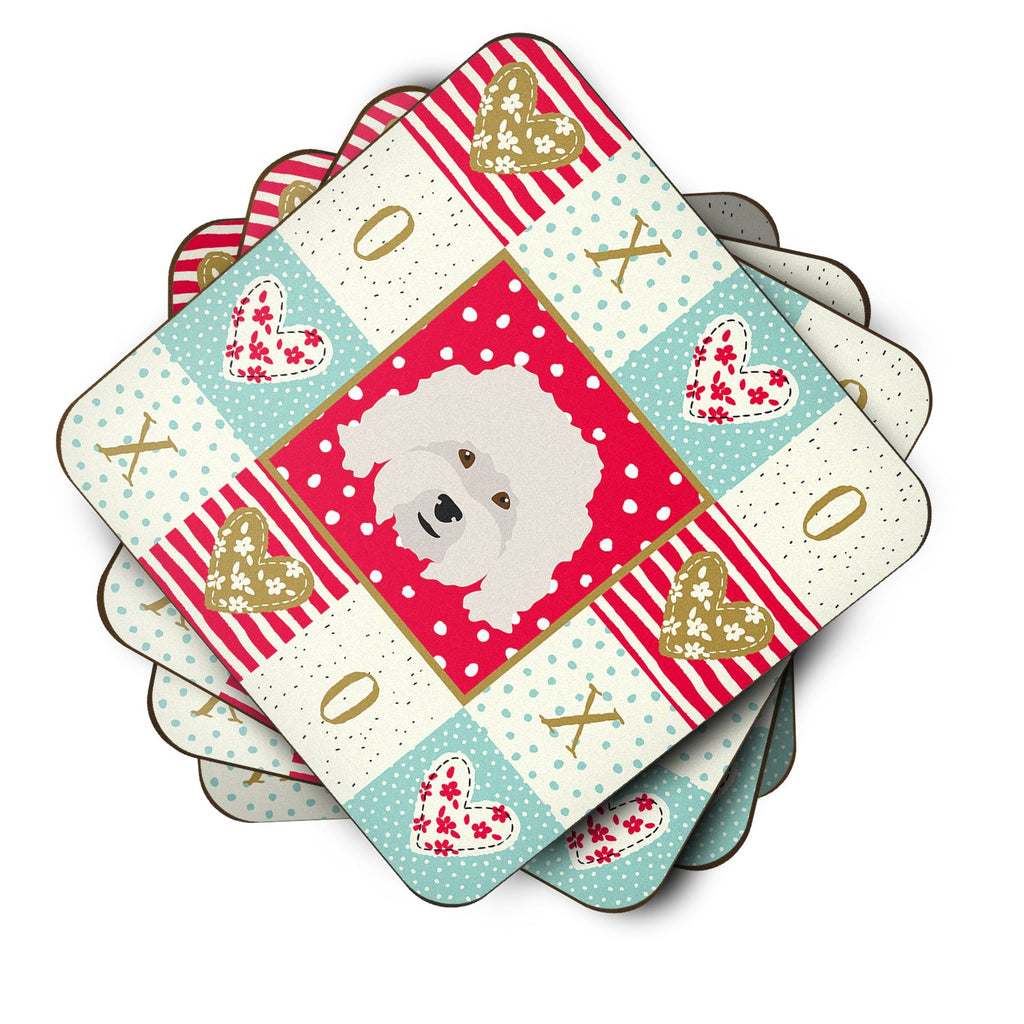 Bolognese Love Foam Coasters Set of 4 Cup Coasters for Indoor Outdoor, Tabletop Protection, Anti Slip, Mouse pad Material