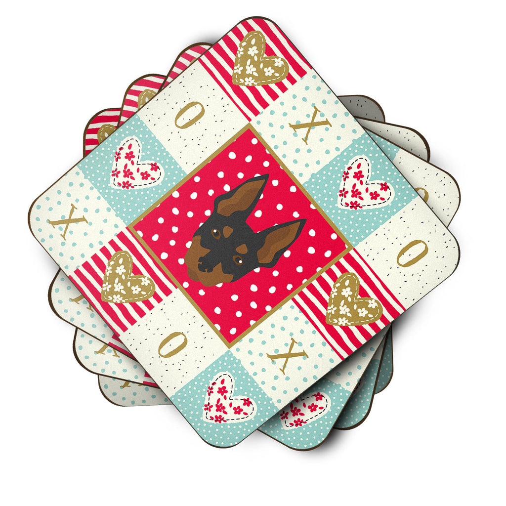 English Toy Terrier Love Foam Coasters Set of 4 Cup Coasters for Indoor Outdoor, Tabletop Protection, Anti Slip, Mouse pad Material