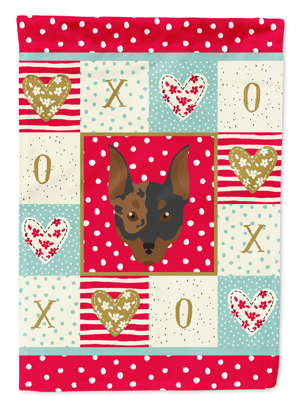 Harlequin Pinscher #2 Love Garden Flag Mailbox Decorative Yard Banner Outside Patio Artwork for Flower Beds, Garden Size, Multicolor