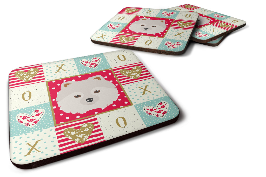 Japanese Spitz Love Foam Coasters Set of 4 Cup Coasters for Indoor Outdoor, Tabletop Protection, Anti Slip, Mouse pad Material