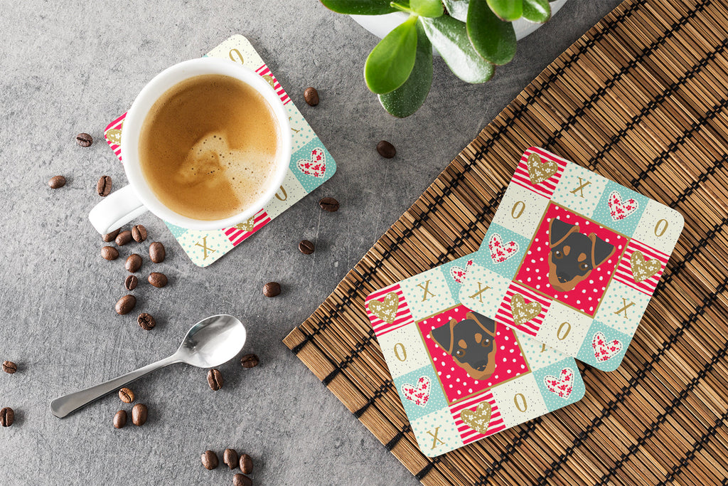 Japanese Terrier Love Foam Coasters Set of 4 Cup Coasters for Indoor Outdoor, Tabletop Protection, Anti Slip, Mouse pad Material