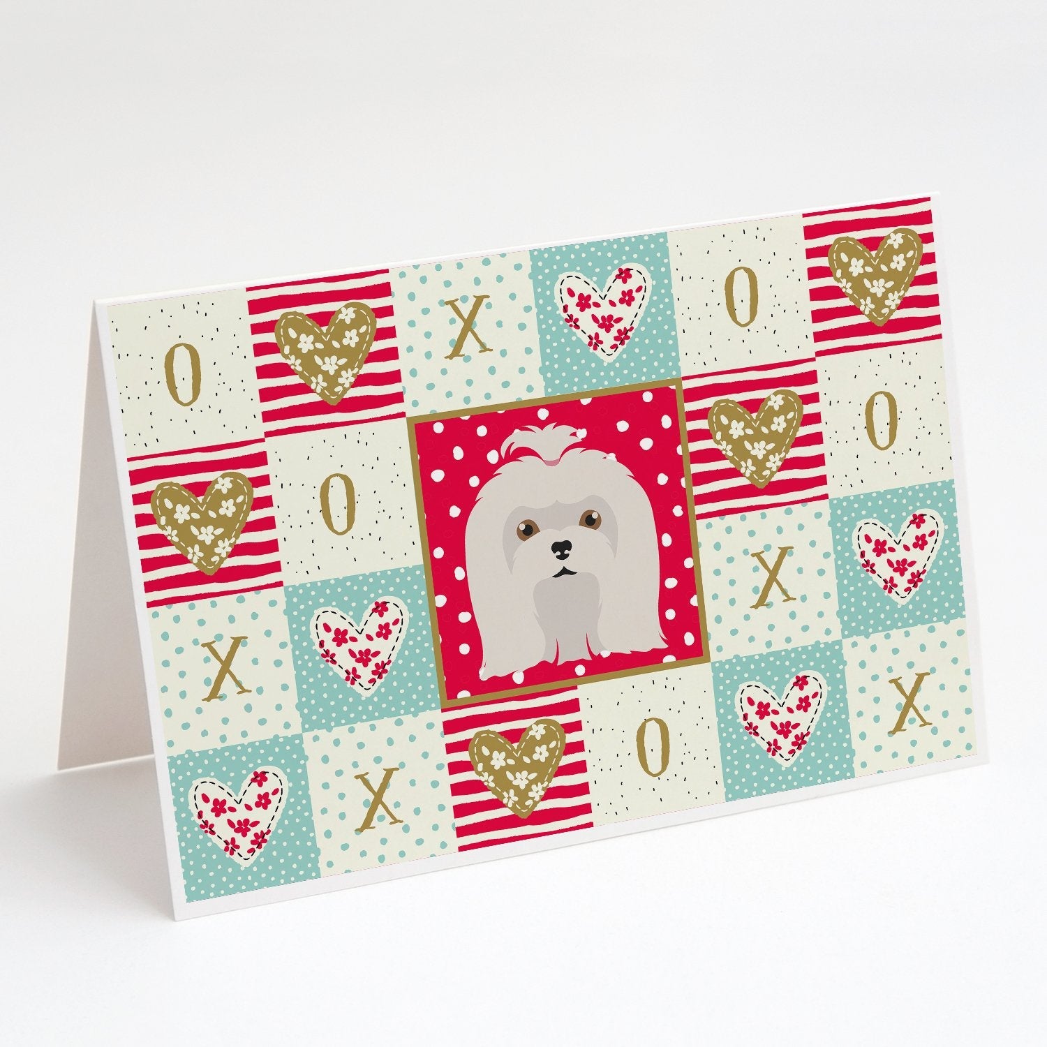 Maltese Love Greeting Cards Pack of 8 Blank Cards with Envelopes Whimsical A7 Size 5x7
