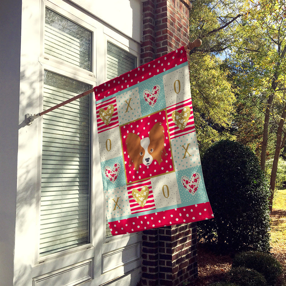 Papillon Love House Flag 28x40 Porch Sleeve Pole Decorative Outside Yard Banner Artwork Wall Hanging, Polyester
