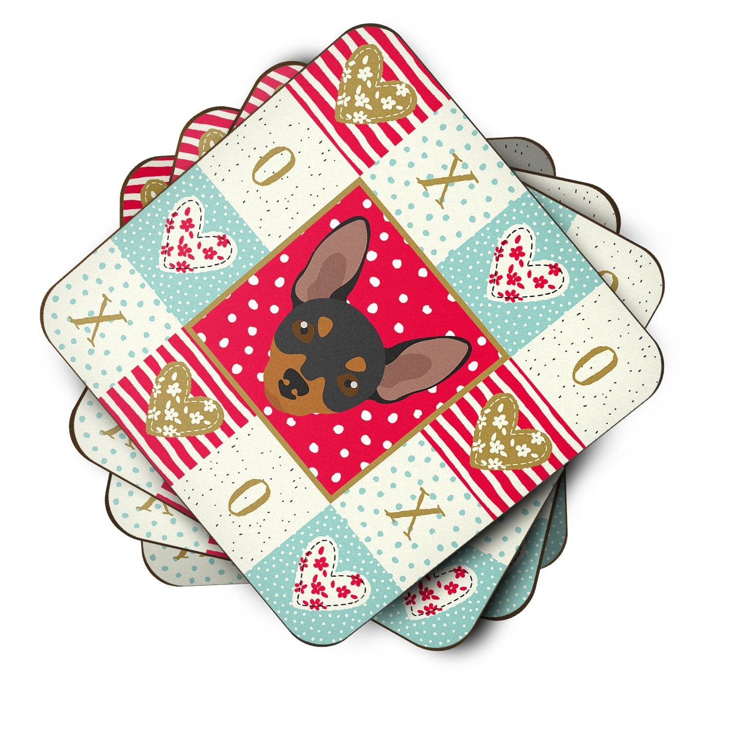 Prague Ratter Love Foam Coasters Set of 4 Cup Coasters for Indoor Outdoor, Tabletop Protection, Anti Slip, Mouse pad Material