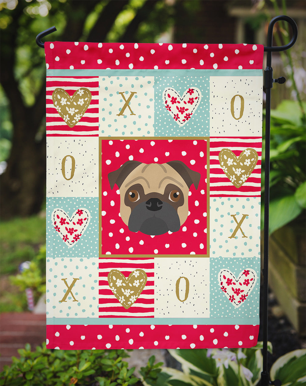 Pug Love Garden Flag Mailbox Decorative Yard Banner Outside Patio Artwork for Flower Beds, Garden Size, Multicolor