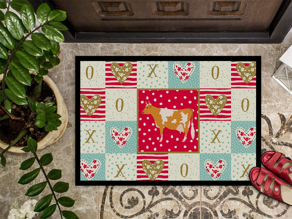 Guernsey Cow Love Doormat Indoor Outdoor 18H X 27W Front Door Mat Rugs for Entryway, Non Slip Washable