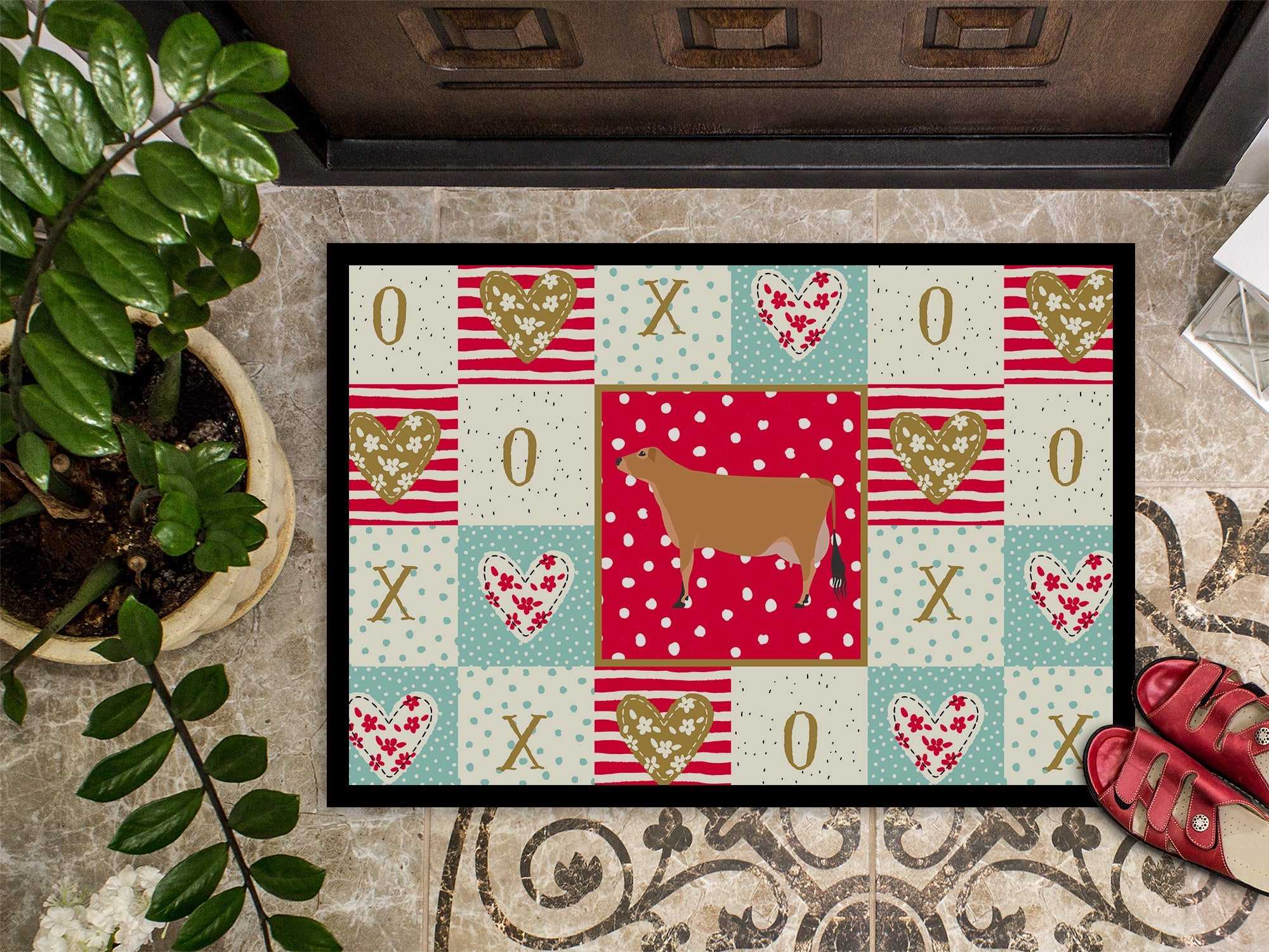 Jersey Cow Love Doormat Indoor Outdoor 18H X 27W Front Door Mat Rugs for Entryway, Non Slip Washable