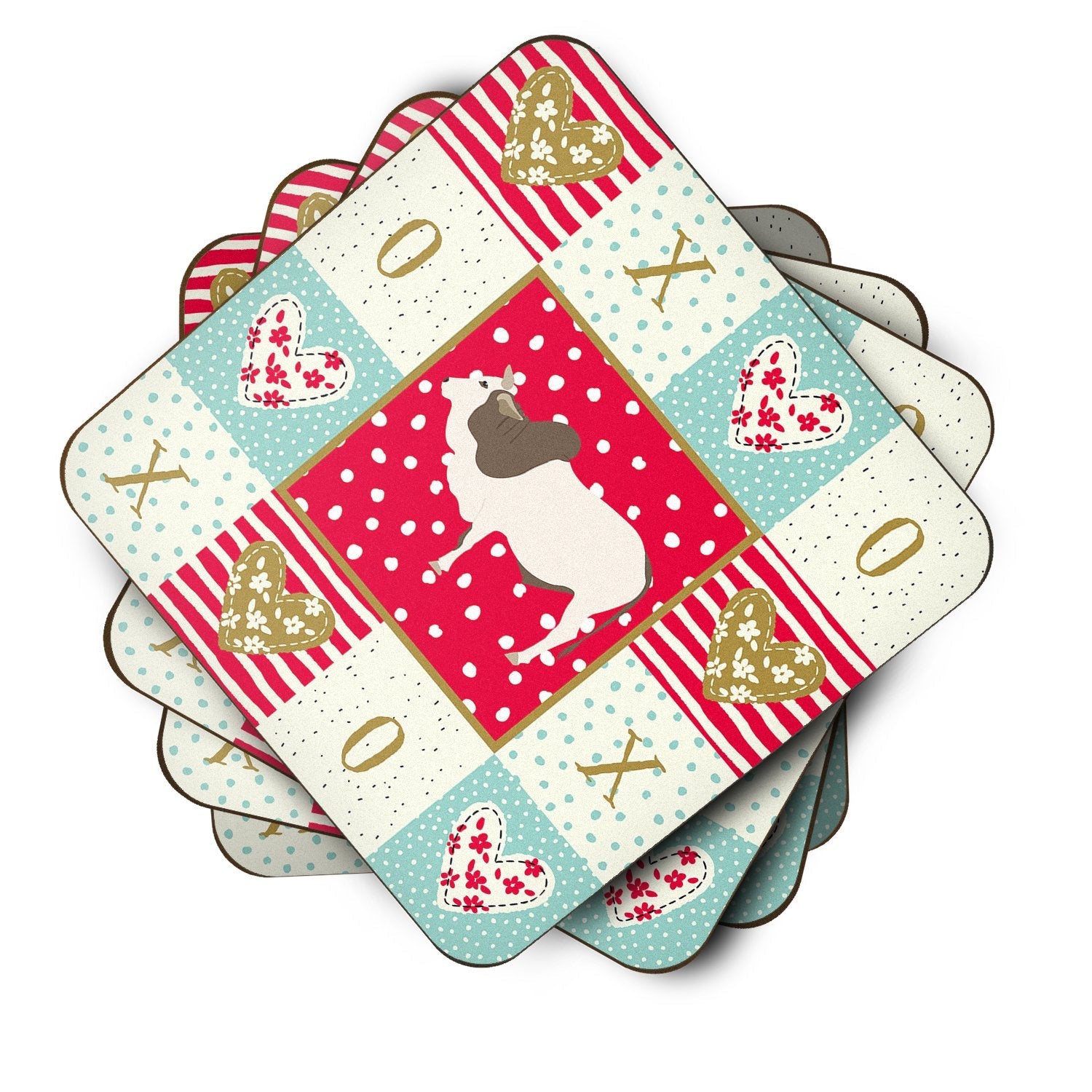 Malvi Cow Love Foam Coasters Set of 4 Cup Coasters for Indoor Outdoor, Tabletop Protection, Anti Slip, Mouse pad Material