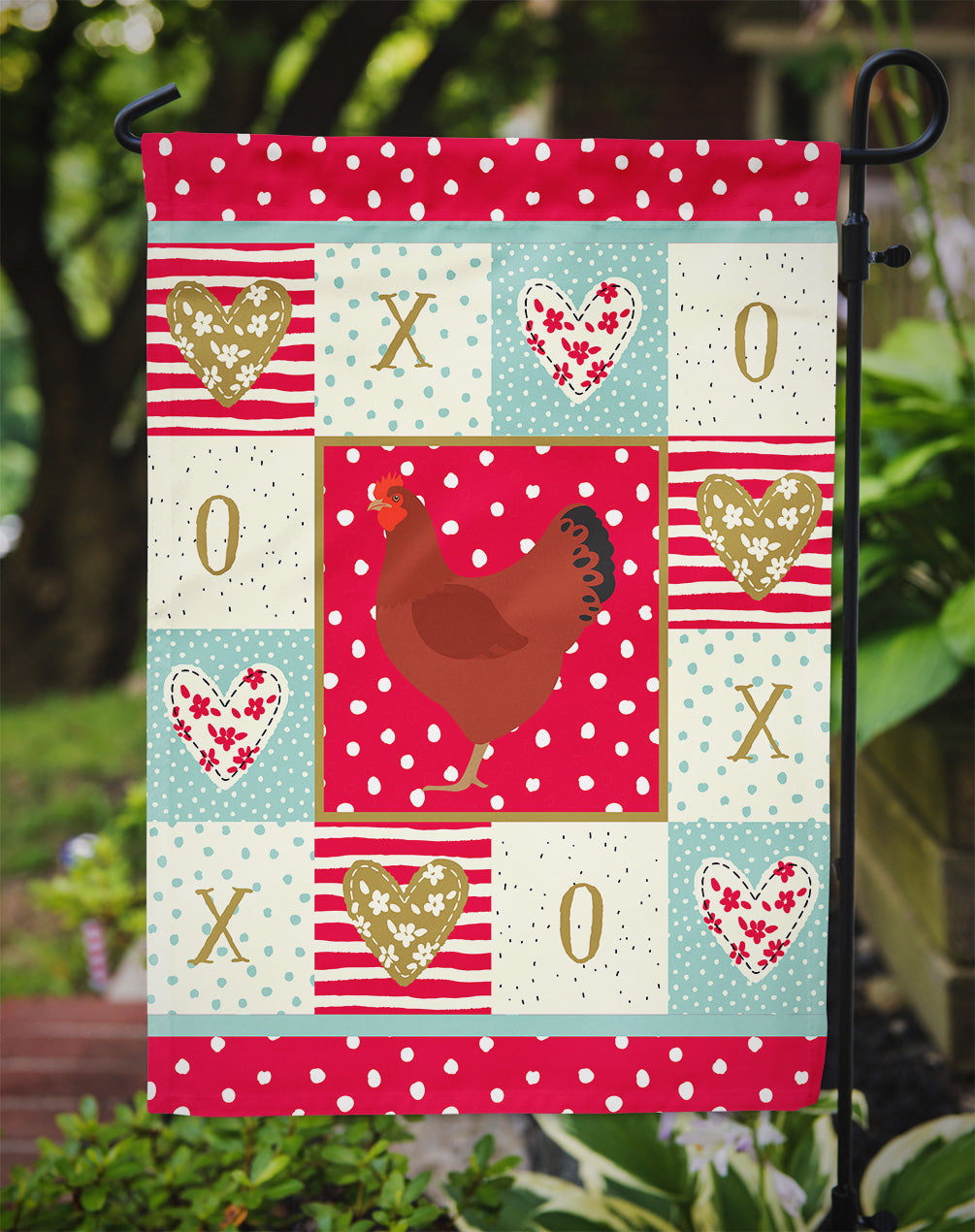 New Hampshire Red Chicken Love Garden Flag Mailbox Decorative Yard Banner Outside Patio Artwork for Flower Beds, Garden Size, Multicolor