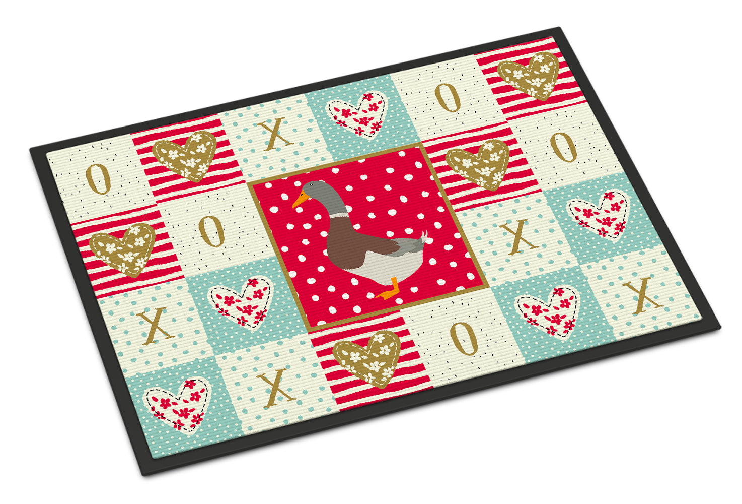 Saxony Sachsenente Duck Love Doormat Indoor Outdoor 18H X 27W Front Door Mat Rugs for Entryway, Non Slip Washable