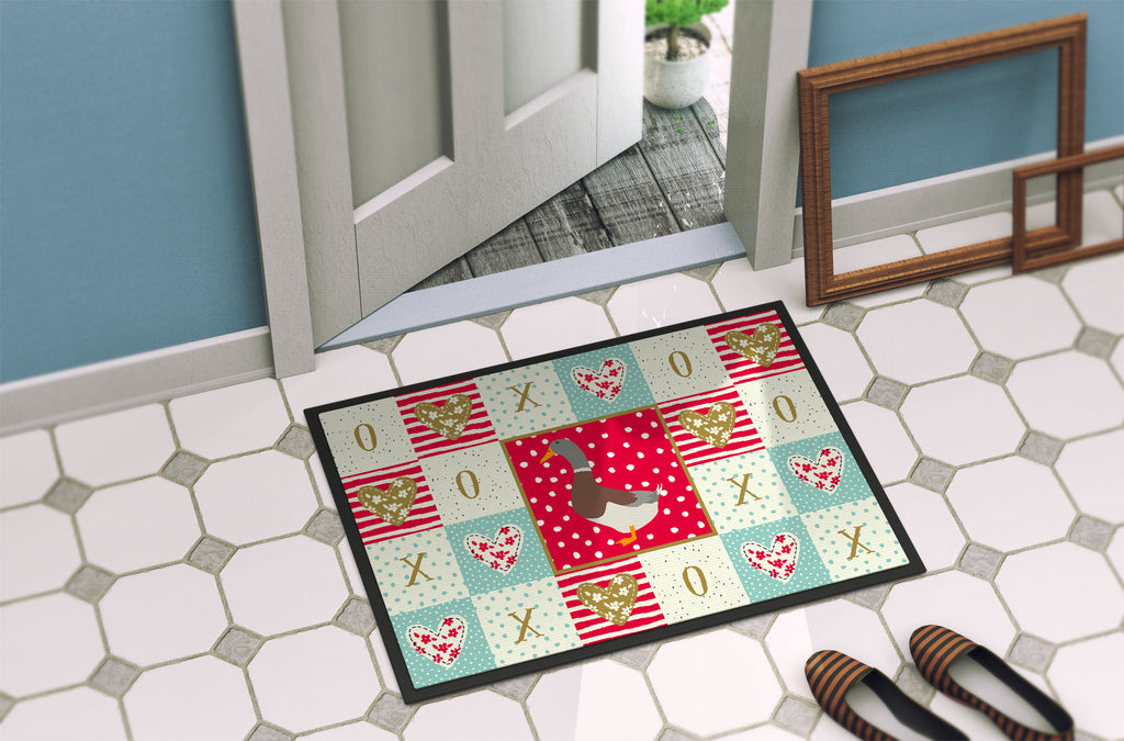 Saxony Sachsenente Duck Love Doormat Indoor Outdoor 18H X 27W Front Door Mat Rugs for Entryway, Non Slip Washable