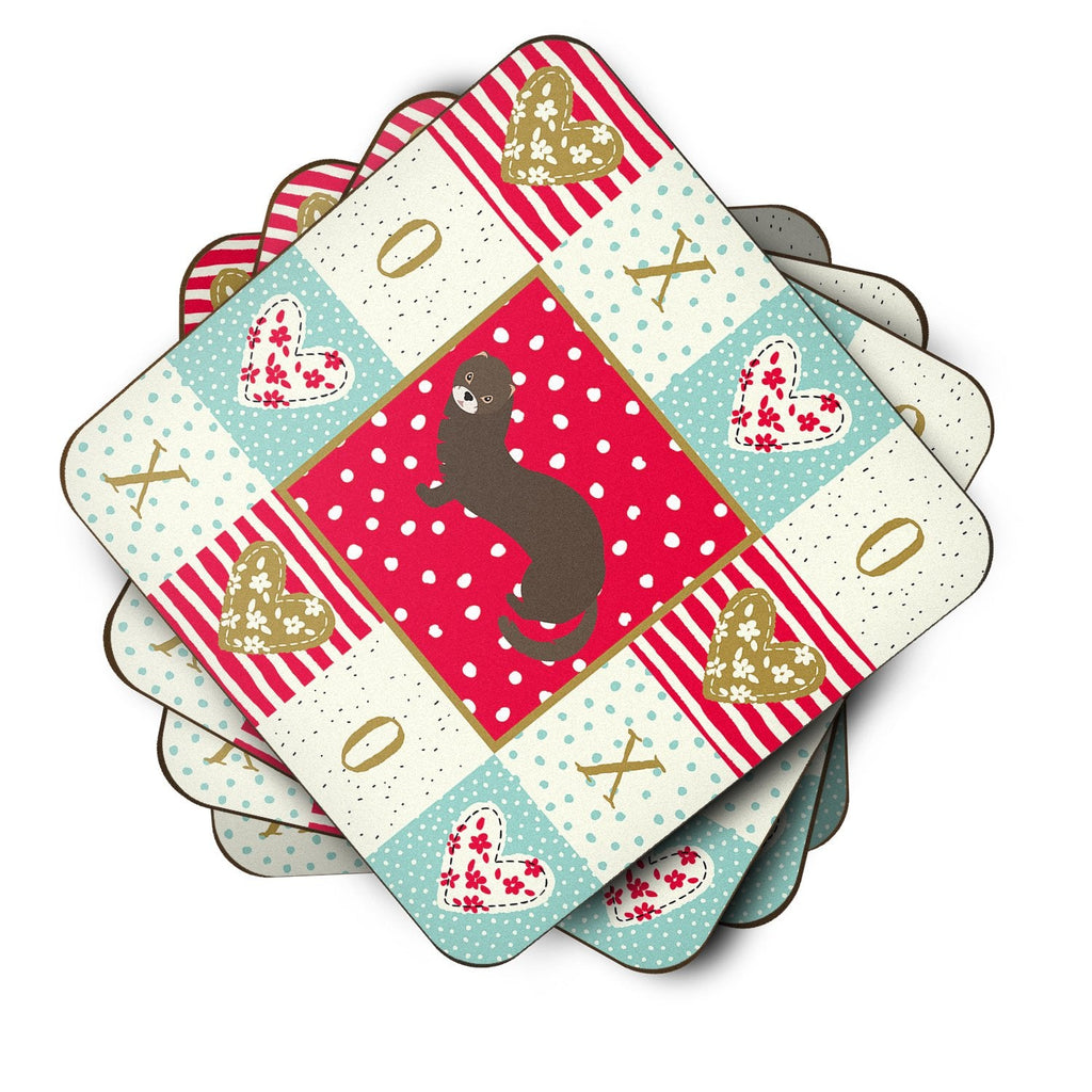 Russian or European Mink Love Foam Coasters Set of 4 Cup Coasters for Indoor Outdoor, Tabletop Protection, Anti Slip, Mouse pad Material