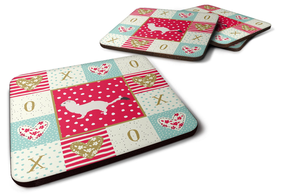 Stoat Short-tailed Weasel Love Foam Coasters Set of 4 Cup Coasters for Indoor Outdoor, Tabletop Protection, Anti Slip, Mouse pad Material