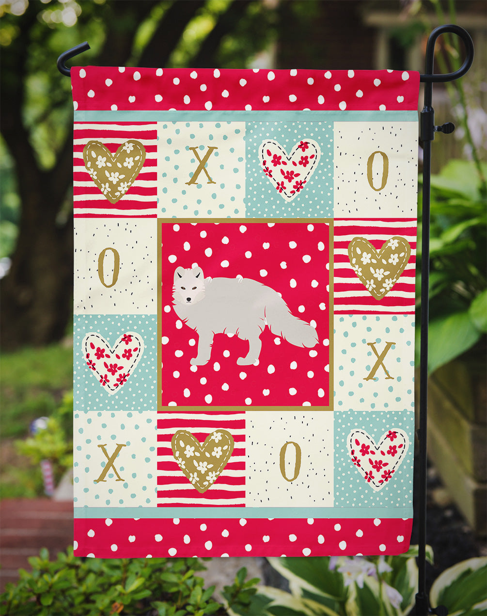 White Arctic Fox Love Garden Flag Mailbox Decorative Yard Banner Outside Patio Artwork for Flower Beds, Garden Size, Multicolor