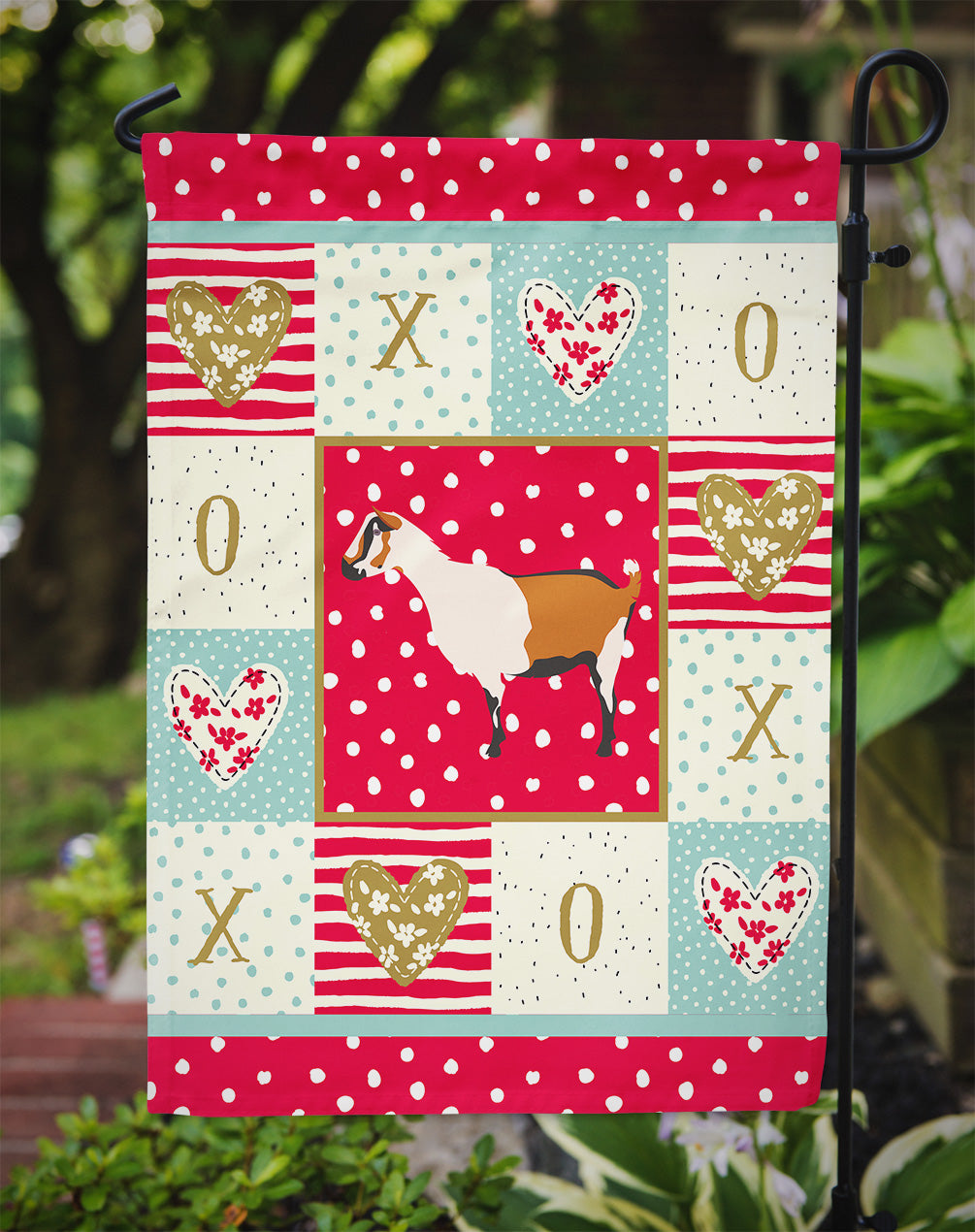 Alpine Goat Love Garden Flag Mailbox Decorative Yard Banner Outside Patio Artwork for Flower Beds, Garden Size, Multicolor