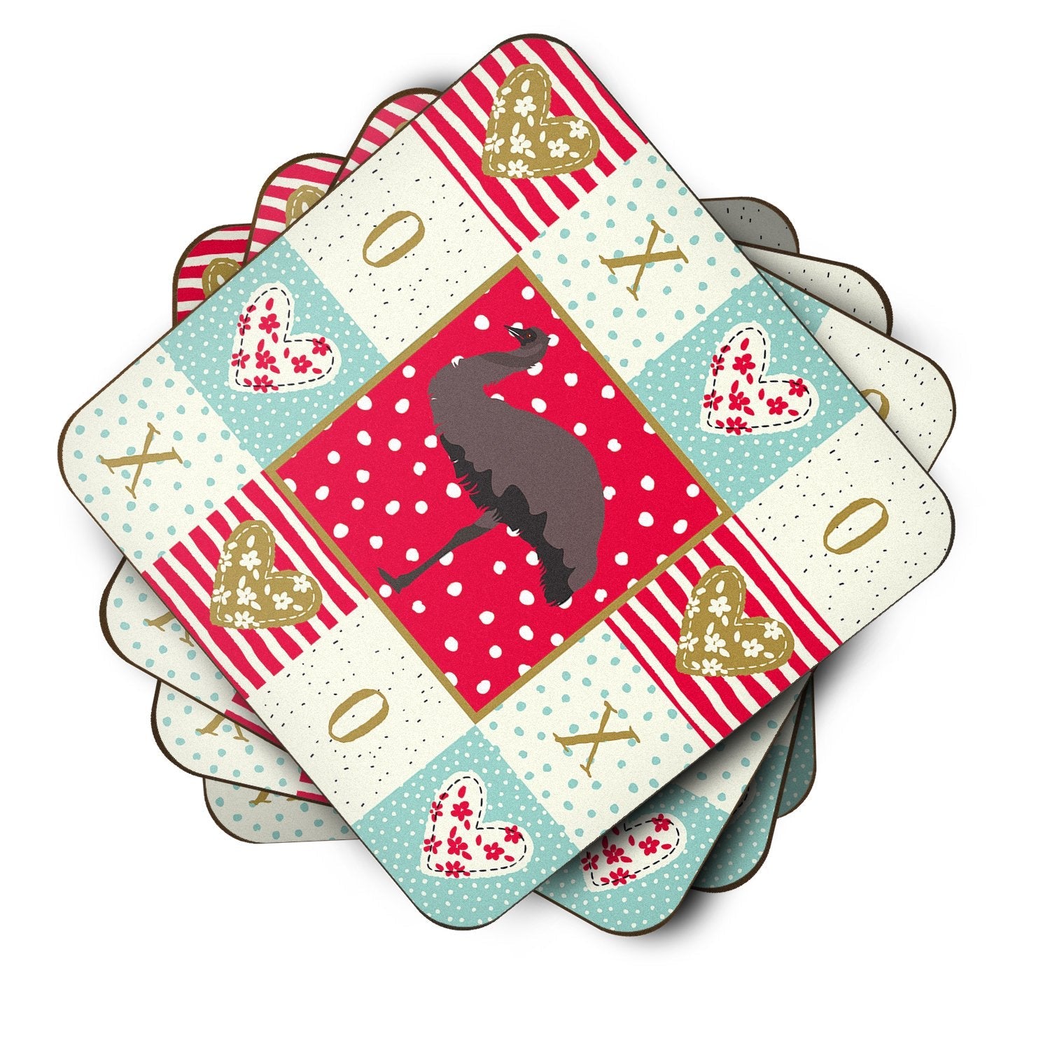 Emu Love Foam Coasters Set of 4 Cup Coasters for Indoor Outdoor, Tabletop Protection, Anti Slip, Mouse pad Material
