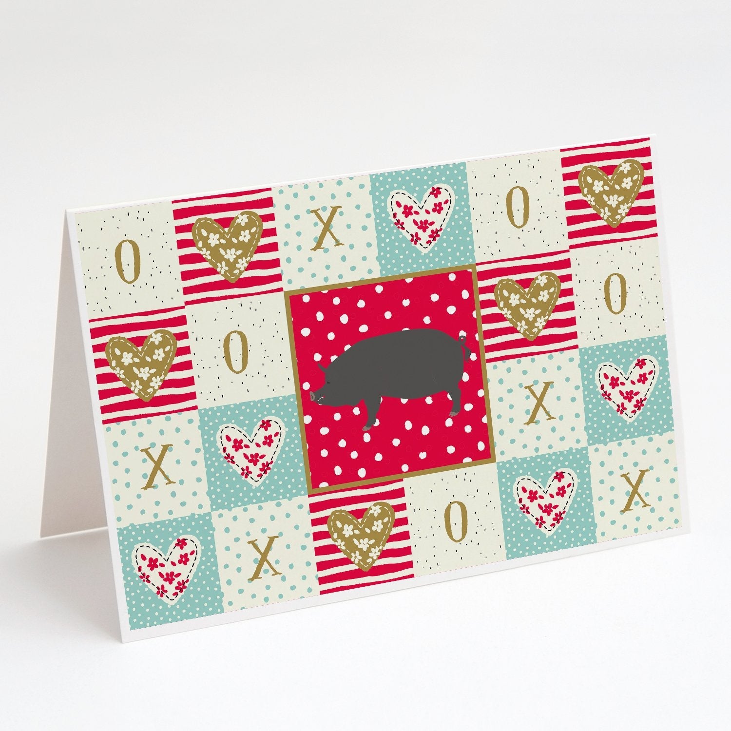 Berkshire Pig Love Greeting Cards Pack of 8 Blank Cards with Envelopes Whimsical A7 Size 5x7