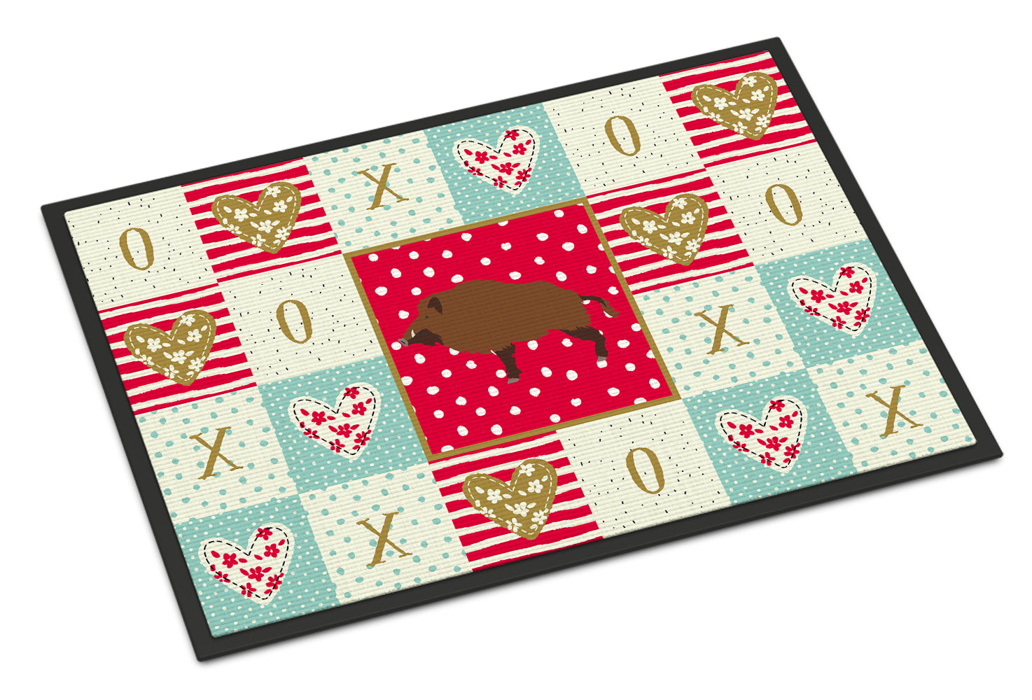 Wild Boar Pig Love Doormat Indoor Outdoor 18H X 27W Front Door Mat Rugs for Entryway, Non Slip Washable