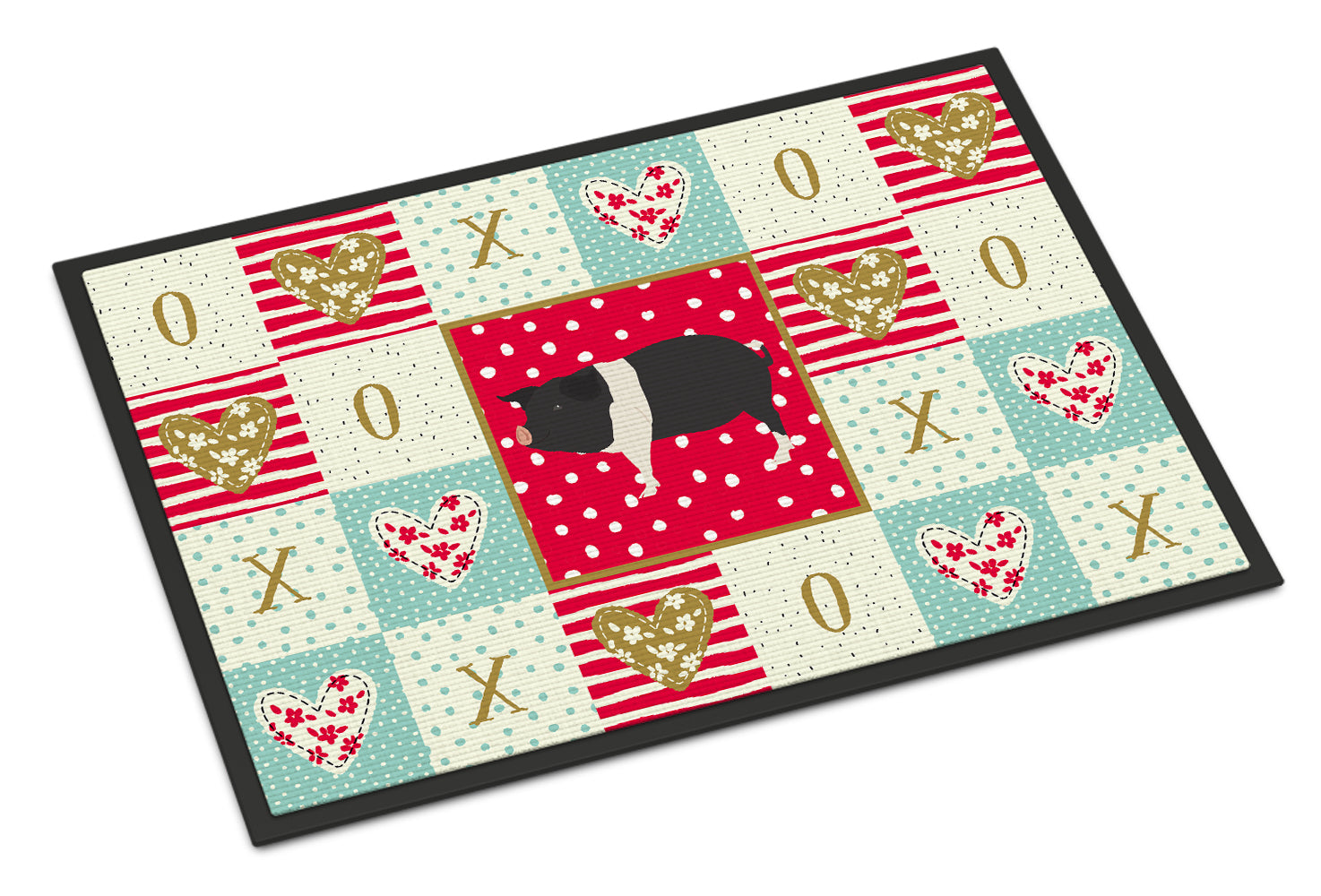 Hampshire Pig Love Doormat Indoor Outdoor 18H X 27W Front Door Mat Rugs for Entryway, Non Slip Washable