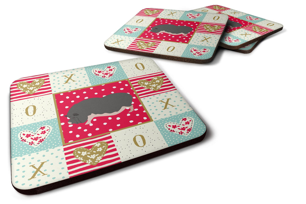 Vietnamese Pot-Bellied Pig Love Foam Coasters Set of 4 Cup Coasters for Indoor Outdoor, Tabletop Protection, Anti Slip, Mouse pad Material