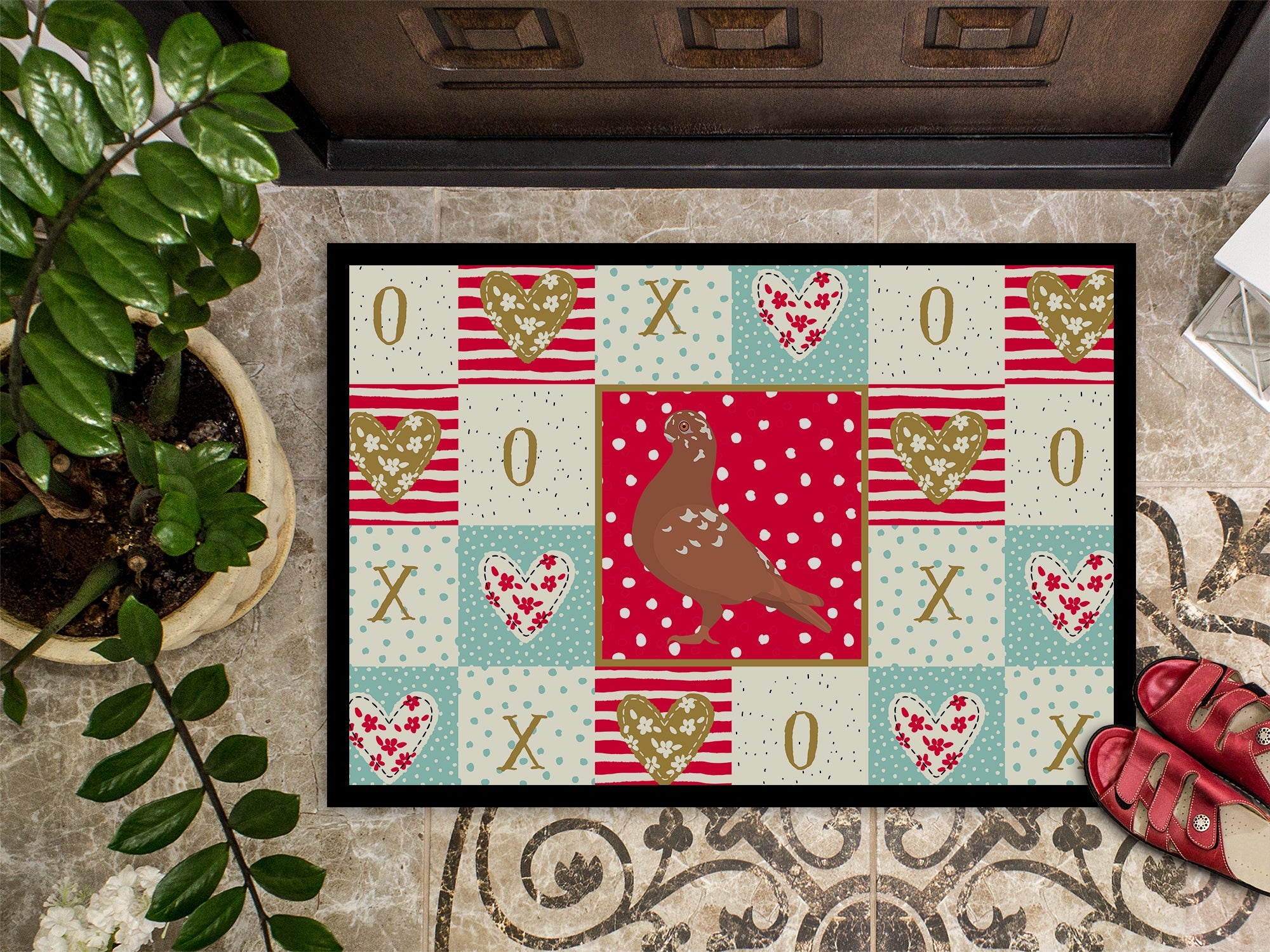 African Owl Pigeon Love Doormat Indoor Outdoor 18H X 27W Front Door Mat Rugs for Entryway, Non Slip Washable