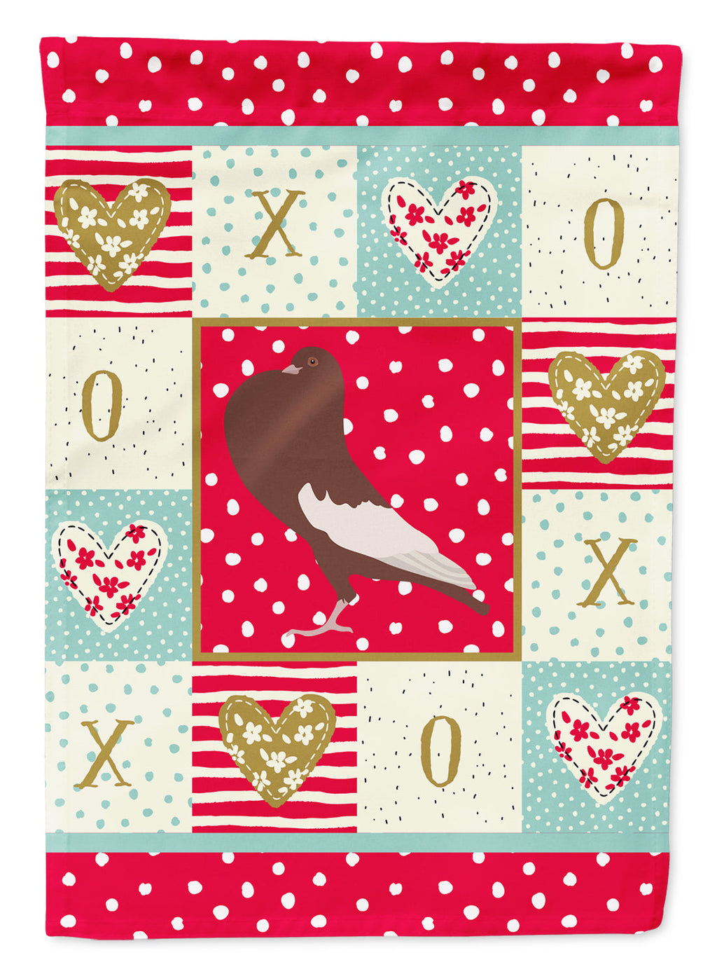 English Pouter Pigeon Love Garden Flag Mailbox Decorative Yard Banner Outside Patio Artwork for Flower Beds, Garden Size, Multicolor