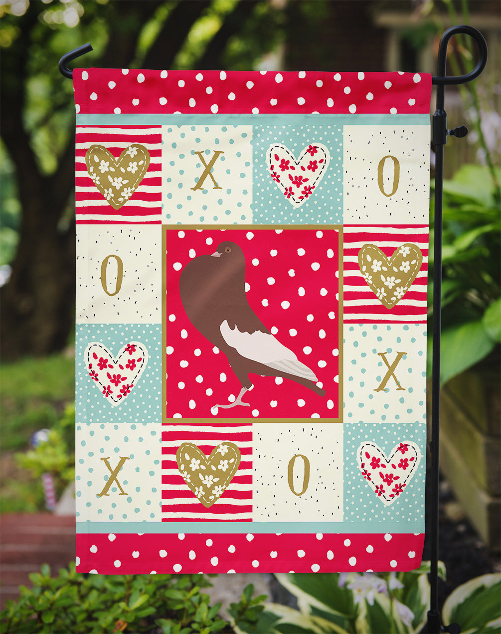 English Pouter Pigeon Love Garden Flag Mailbox Decorative Yard Banner Outside Patio Artwork for Flower Beds, Garden Size, Multicolor
