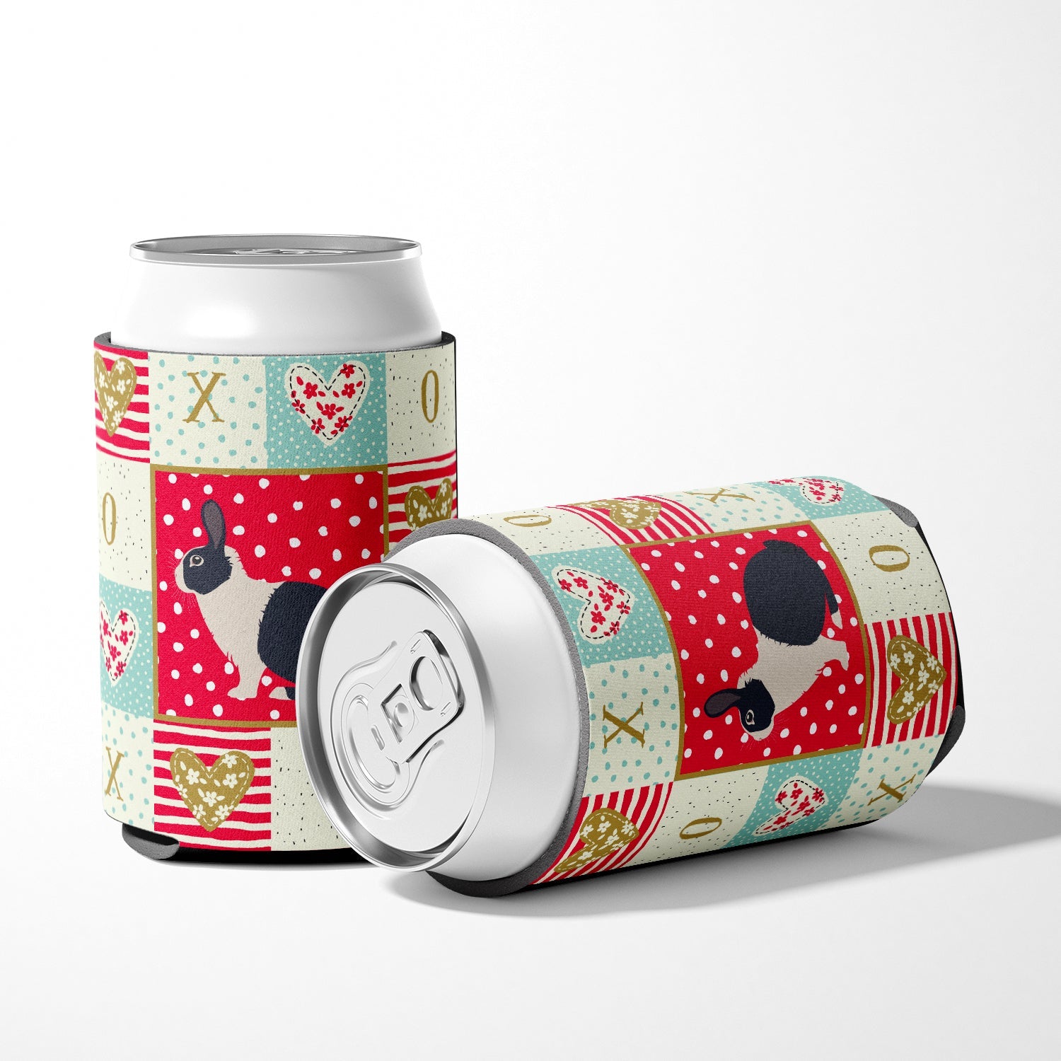 Dutch Rabbit Love Can or Bottle Hugger Cooler Sleeve for Standard 12 oz Cans, Insulated Foam Beer & Soda Can Hugger Reusable