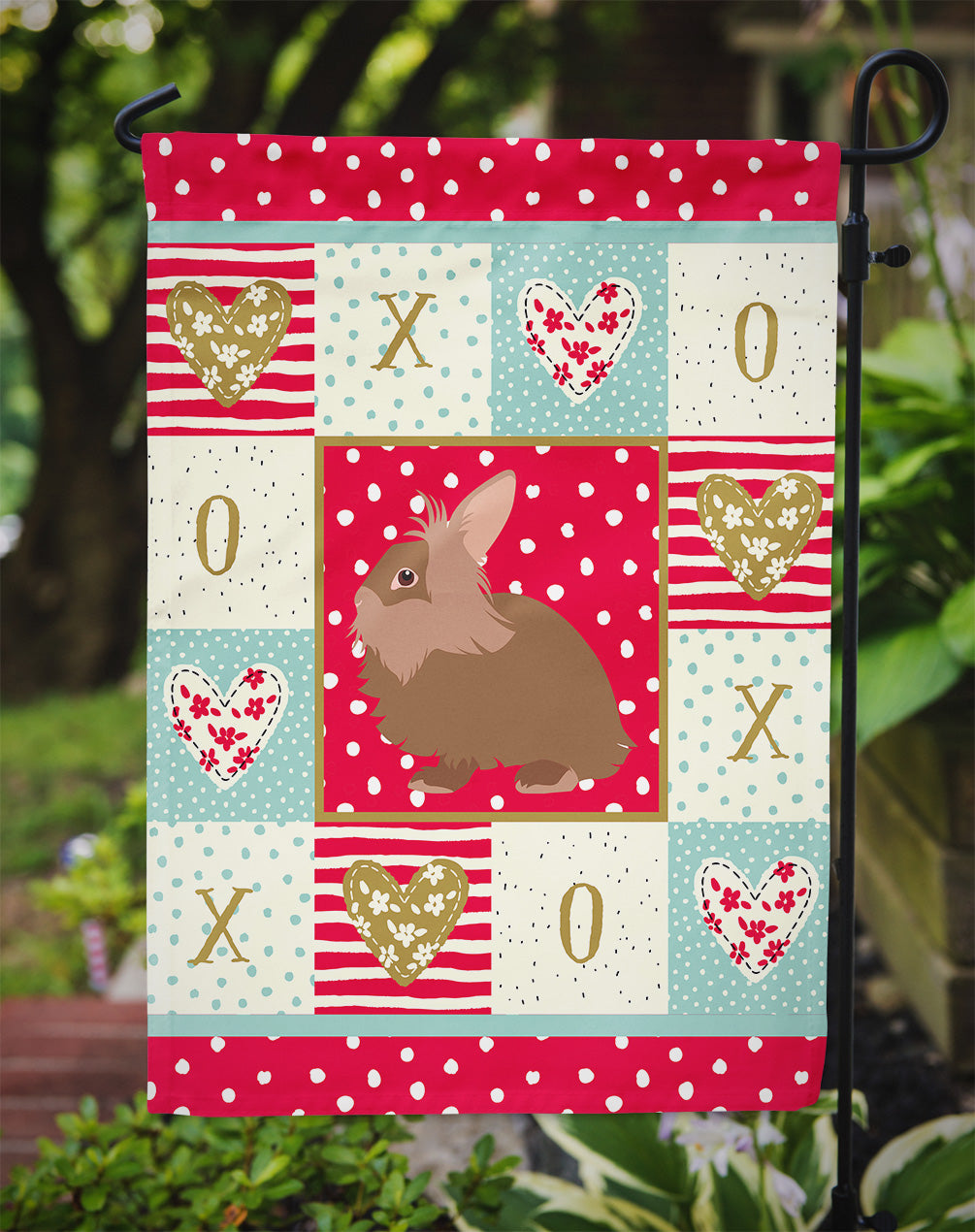 Lionhead Rabbit Love Garden Flag Mailbox Decorative Yard Banner Outside Patio Artwork for Flower Beds, Garden Size, Multicolor