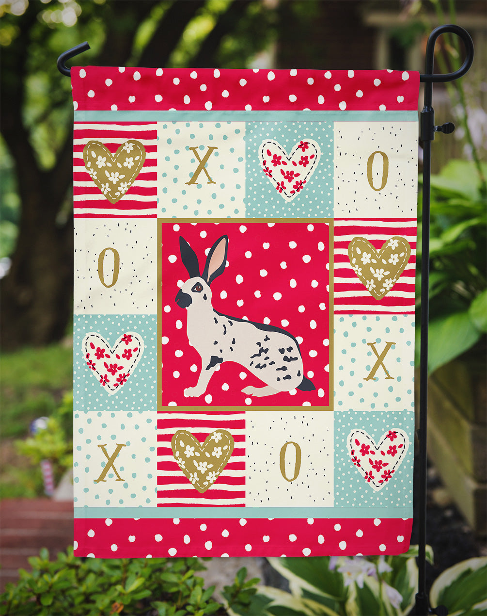 English Spot Rabbit Love Garden Flag Mailbox Decorative Yard Banner Outside Patio Artwork for Flower Beds, Garden Size, Multicolor