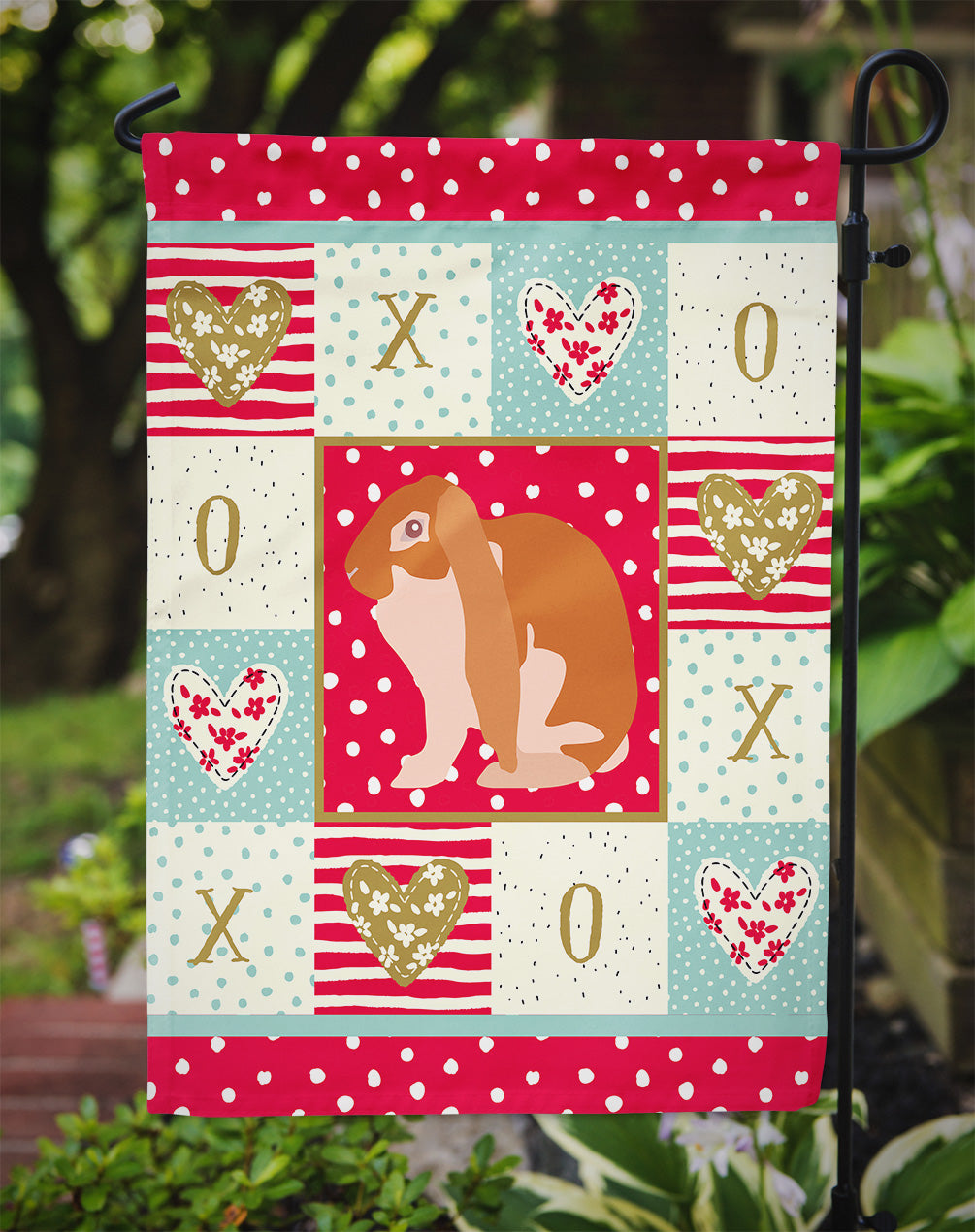 English Lop Rabbit Love Garden Flag Mailbox Decorative Yard Banner Outside Patio Artwork for Flower Beds, Garden Size, Multicolor