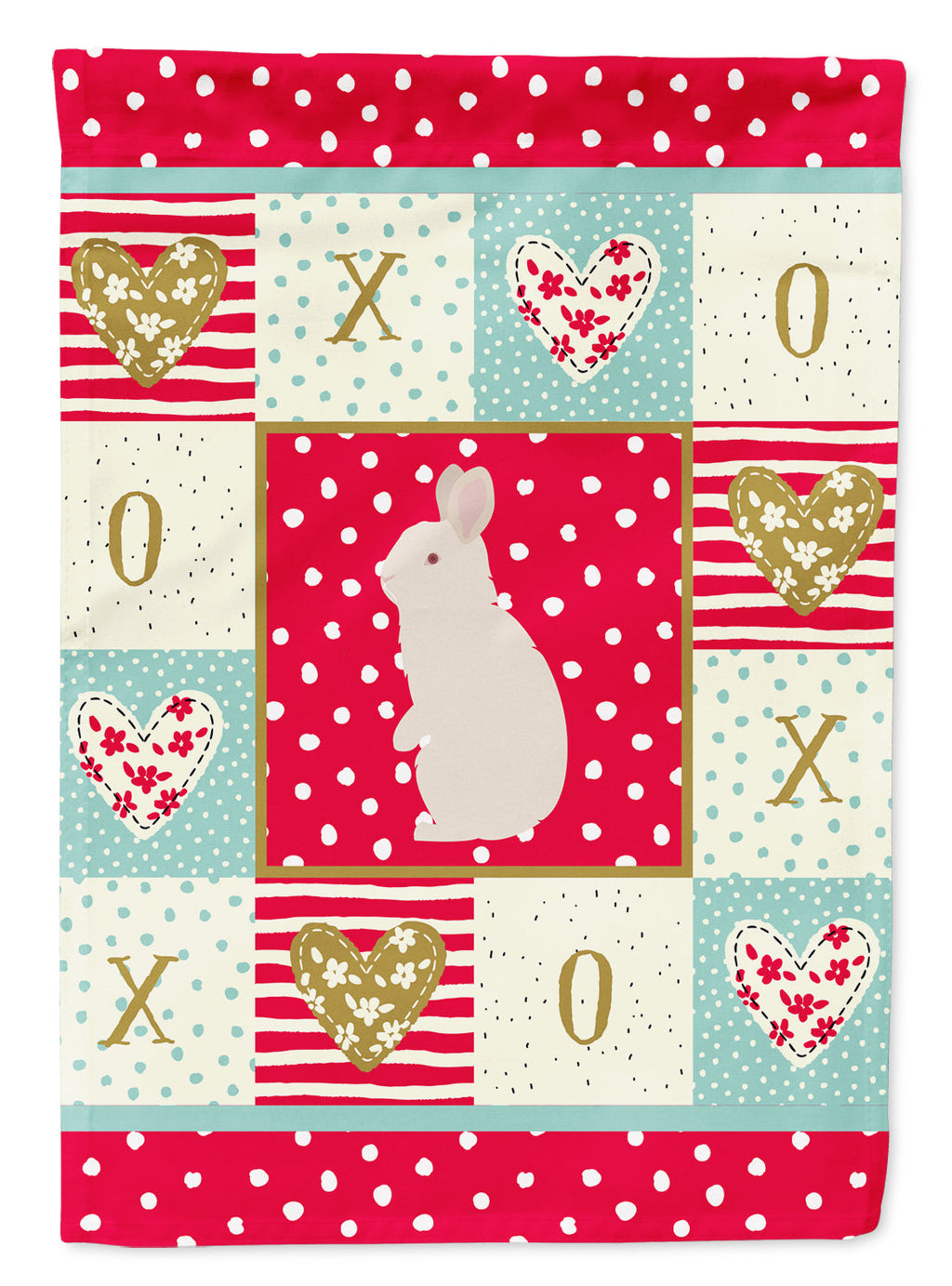 New Zealand White Rabbit Love Garden Flag Mailbox Decorative Yard Banner Outside Patio Artwork for Flower Beds, Garden Size, Multicolor