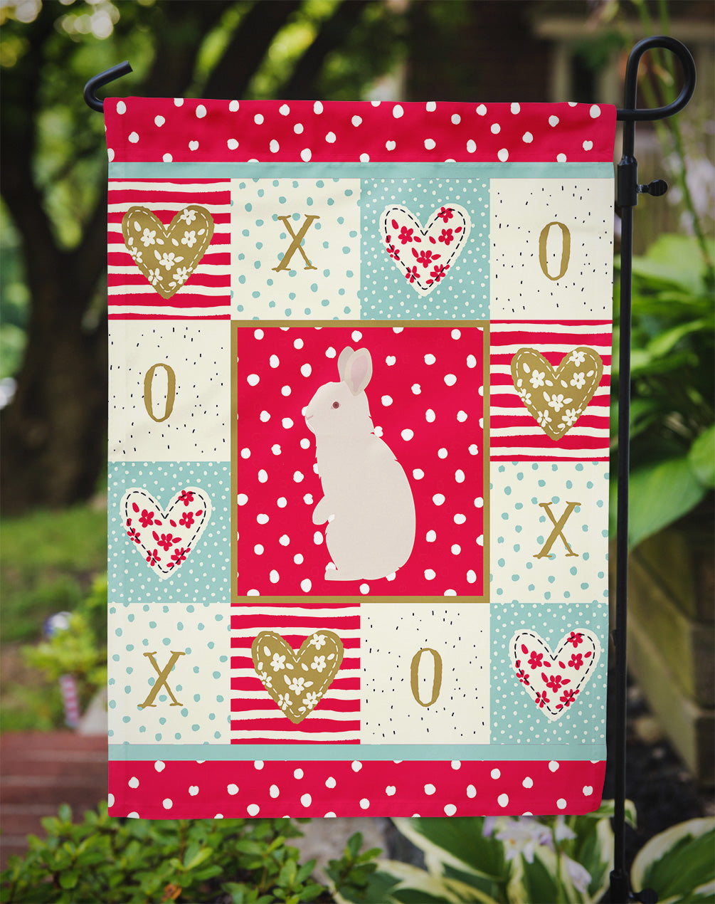 New Zealand White Rabbit Love Garden Flag Mailbox Decorative Yard Banner Outside Patio Artwork for Flower Beds, Garden Size, Multicolor