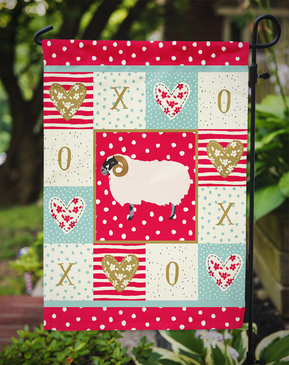 Scottish Blackface Sheep Love Garden Flag Mailbox Decorative Yard Banner Outside Patio Artwork for Flower Beds, Garden Size, Multicolor