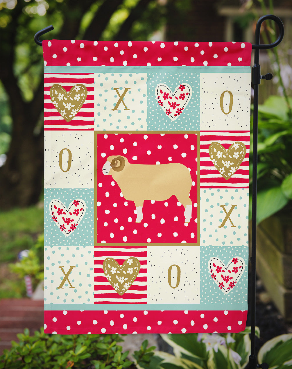 Horned Dorset Sheep Love Garden Flag Mailbox Decorative Yard Banner Outside Patio Artwork for Flower Beds, Garden Size, Multicolor