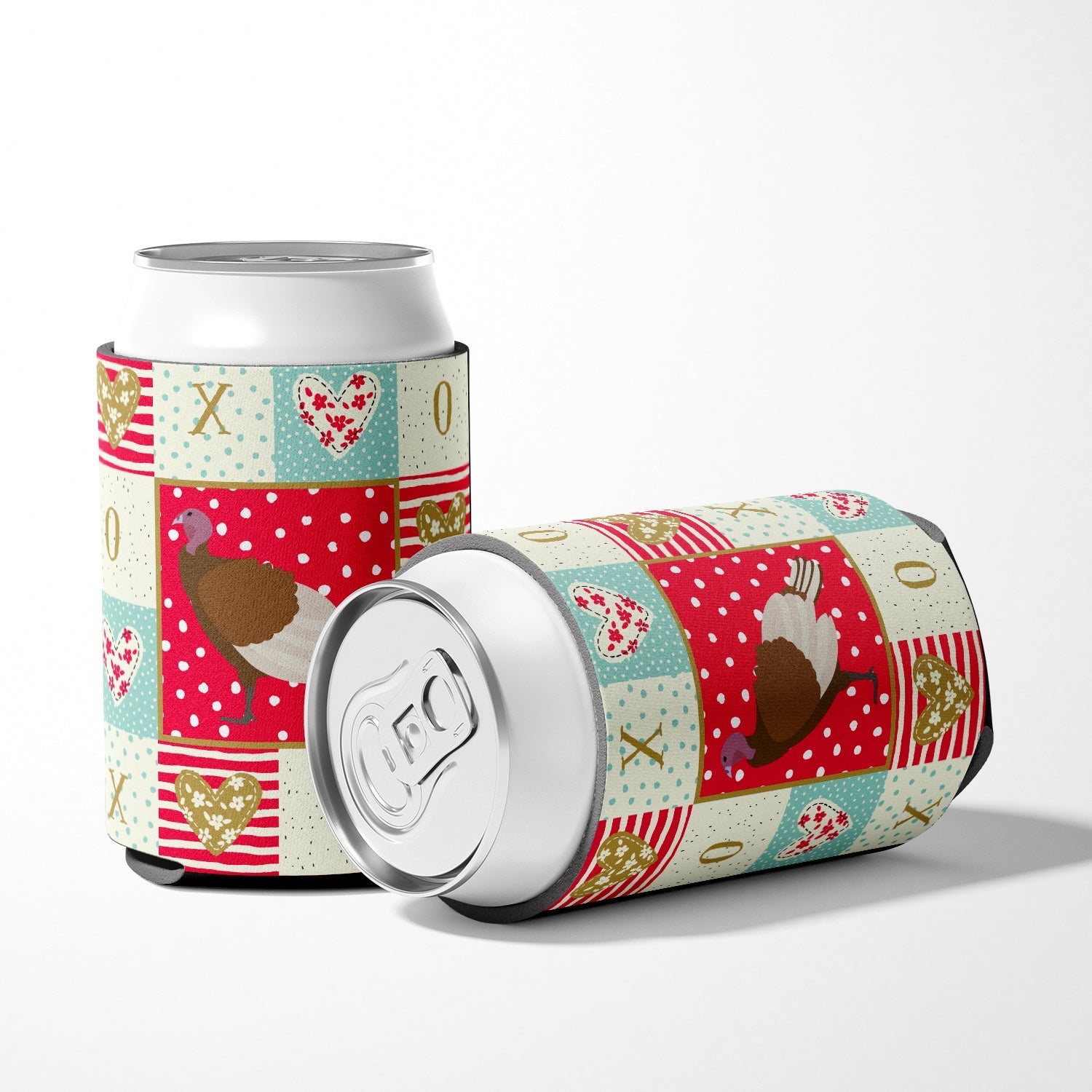 Bourbon Red Turkey Hen Love Can or Bottle Hugger Cooler Sleeve for Standard 12 oz Cans, Insulated Foam Beer & Soda Can Hugger Reusable