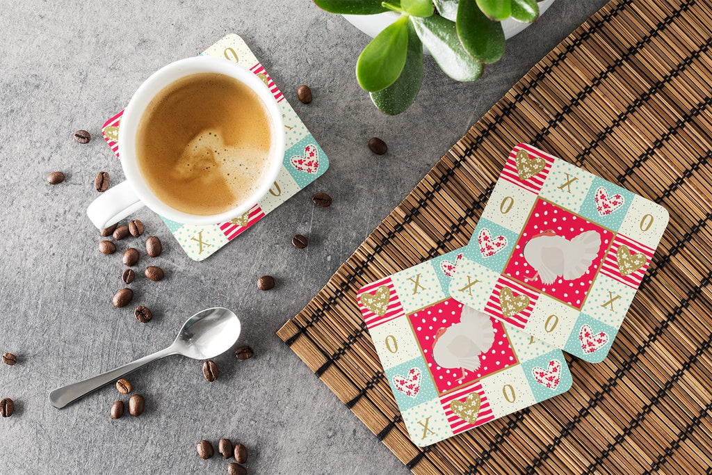 White Holland Turkey Love Foam Coasters Set of 4 Cup Coasters for Indoor Outdoor, Tabletop Protection, Anti Slip, Mouse pad Material