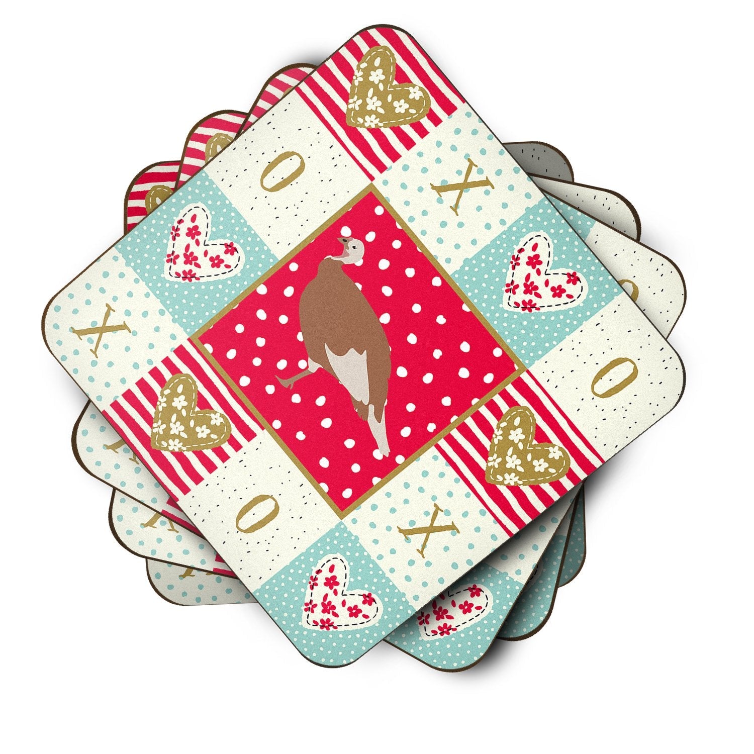 Jersey Buff Turkey Hen Love Foam Coasters Set of 4 Cup Coasters for Indoor Outdoor, Tabletop Protection, Anti Slip, Mouse pad Material