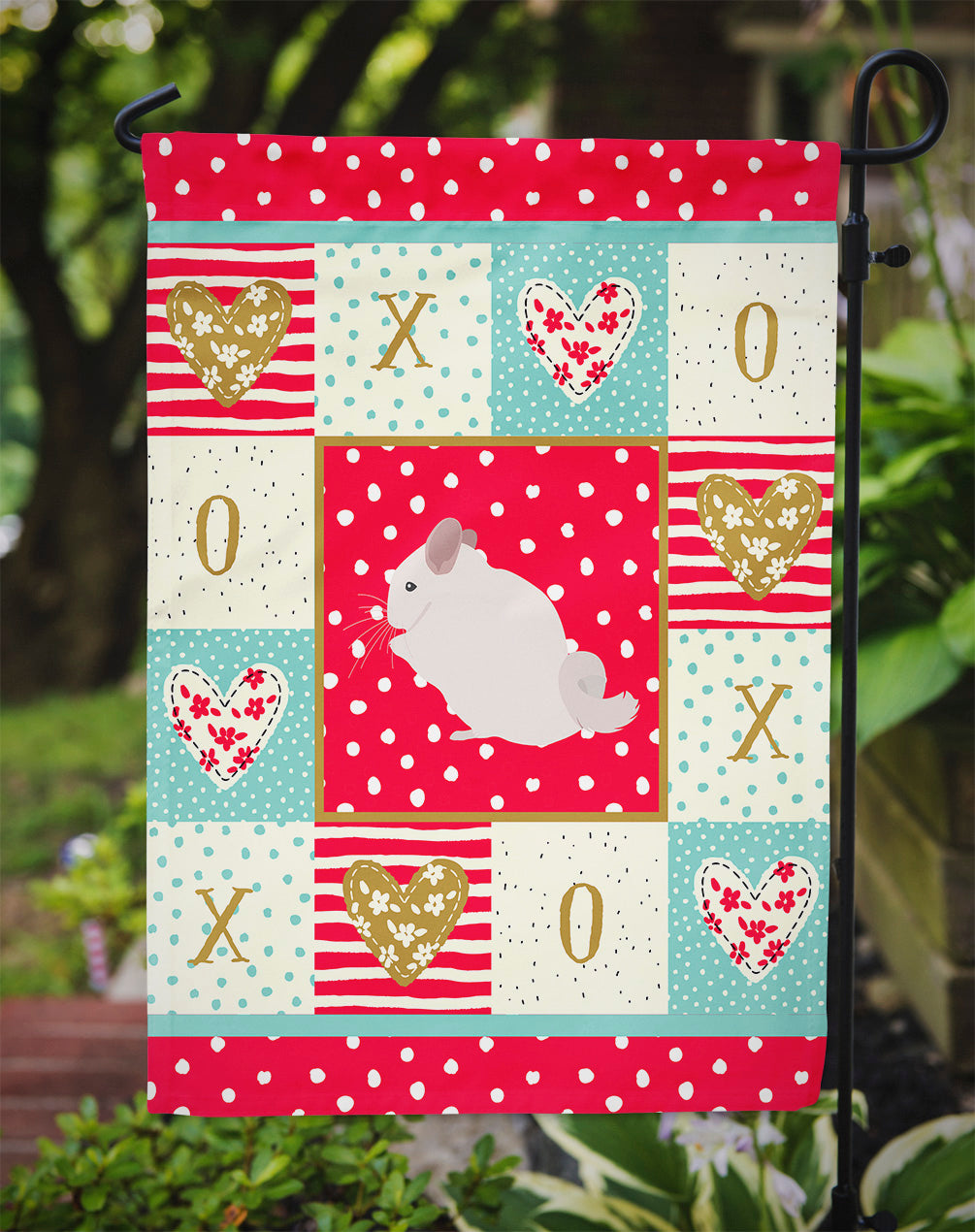 Pink and White Chinchilla Love Garden Flag Mailbox Decorative Yard Banner Outside Patio Artwork for Flower Beds, Garden Size, Multicolor