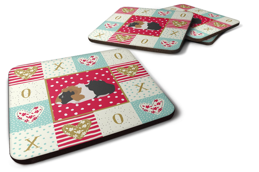 Abyssinian Guinea Pig Love Foam Coasters Set of 4 Cup Coasters for Indoor Outdoor, Tabletop Protection, Anti Slip, Mouse pad Material