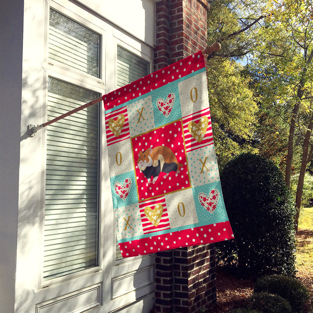 European Hamster Love House Flag 28x40 Porch Sleeve Pole Decorative Outside Yard Banner Artwork Wall Hanging, Polyester