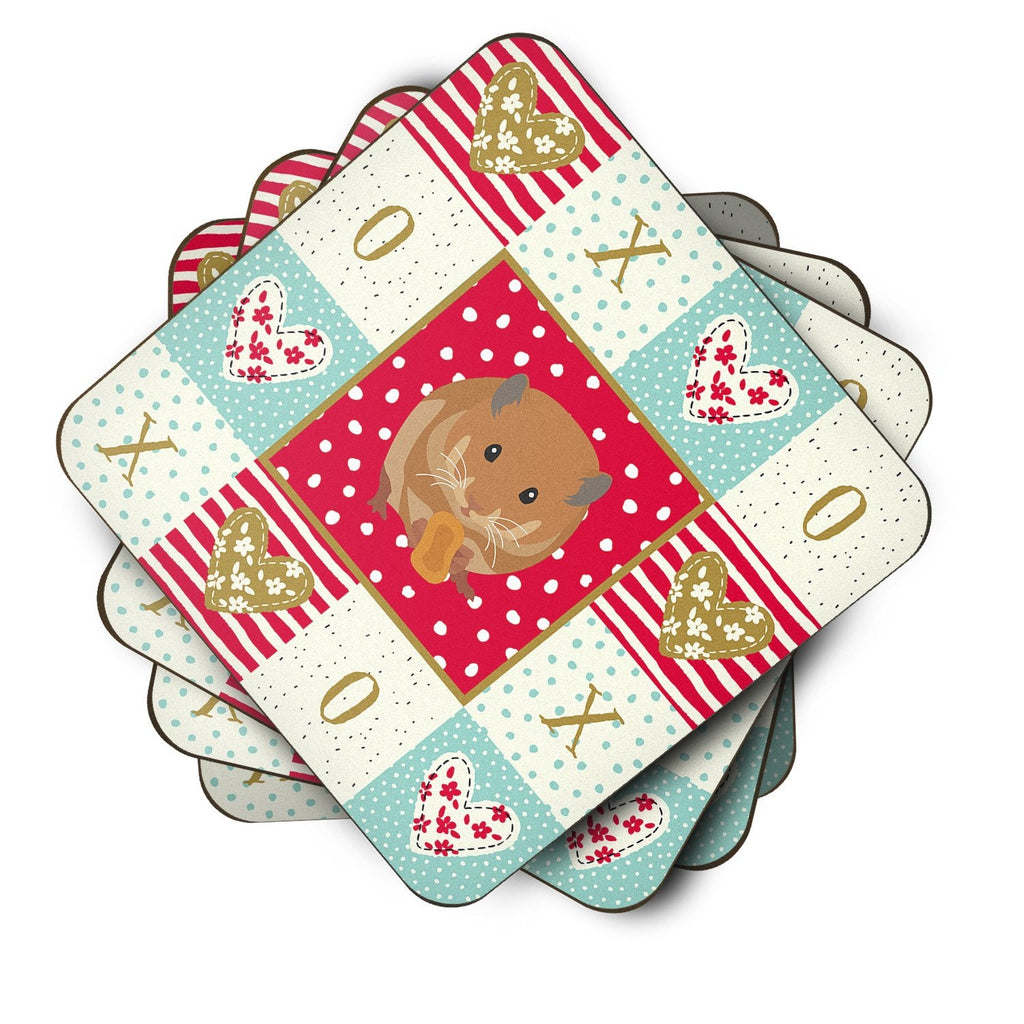 Teddy Bear Hamster Love Foam Coasters Set of 4 Cup Coasters for Indoor Outdoor, Tabletop Protection, Anti Slip, Mouse pad Material