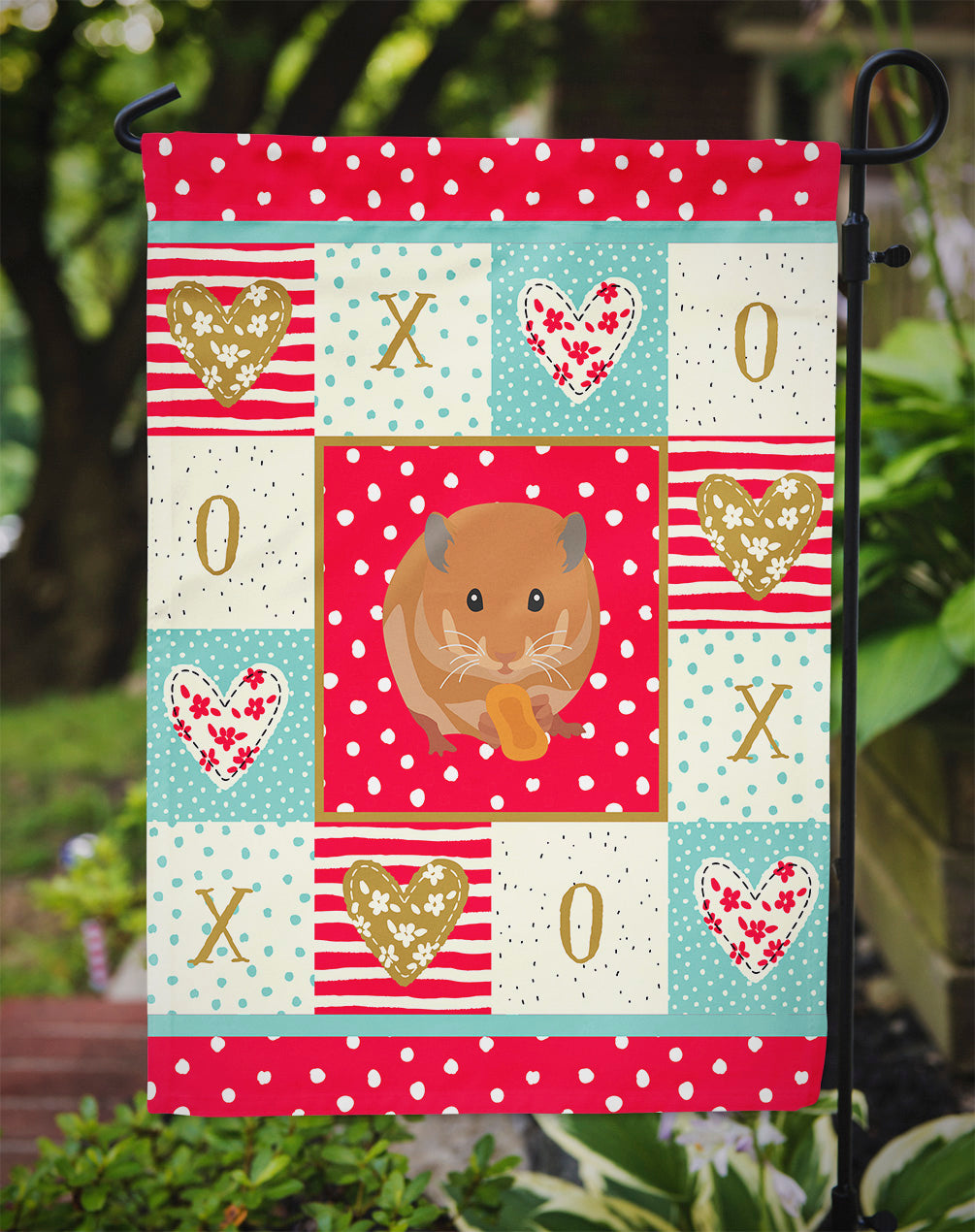 Teddy Bear Hamster Love Garden Flag Mailbox Decorative Yard Banner Outside Patio Artwork for Flower Beds, Garden Size, Multicolor