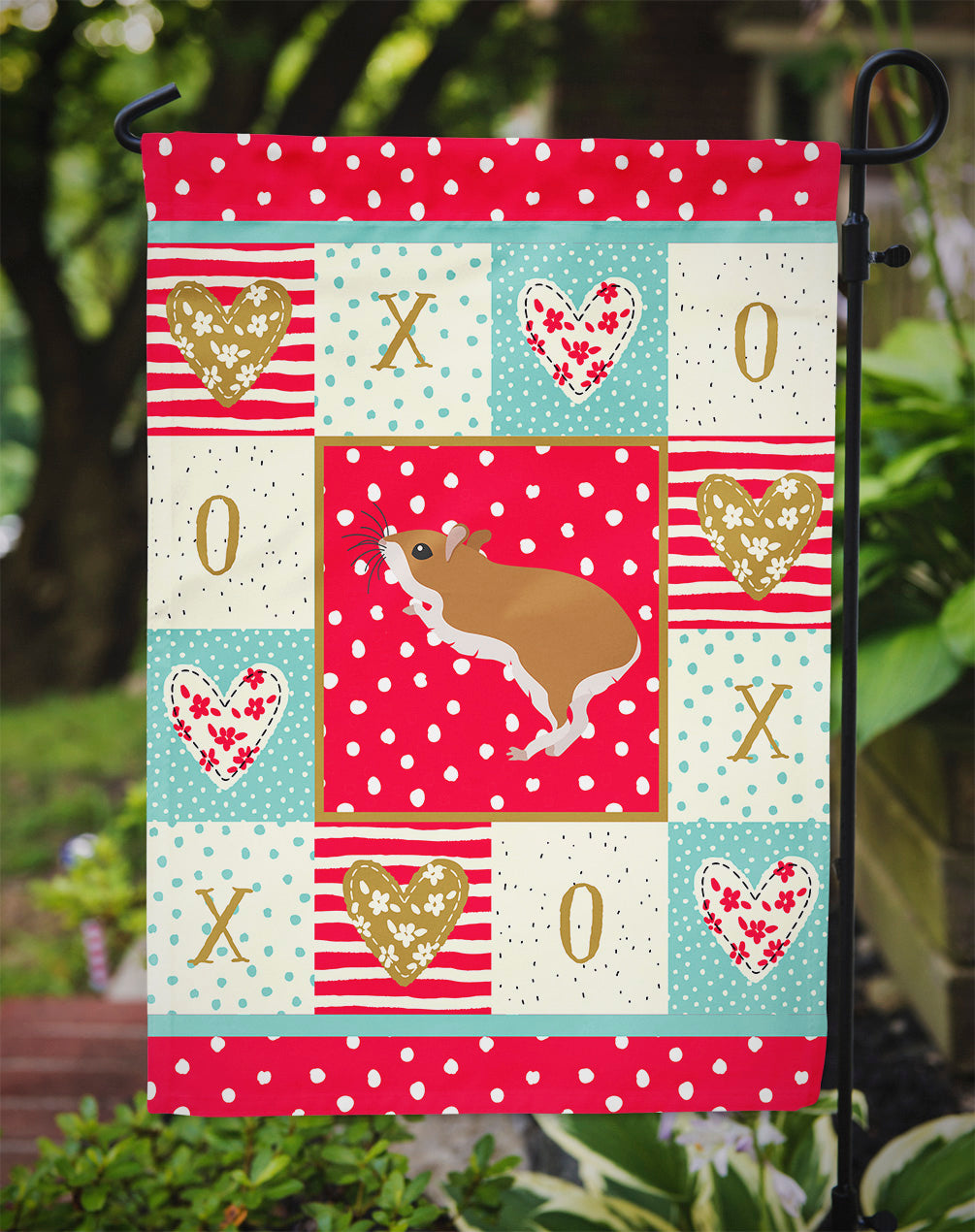 White Legged Hamster Love Garden Flag Mailbox Decorative Yard Banner Outside Patio Artwork for Flower Beds, Garden Size, Multicolor