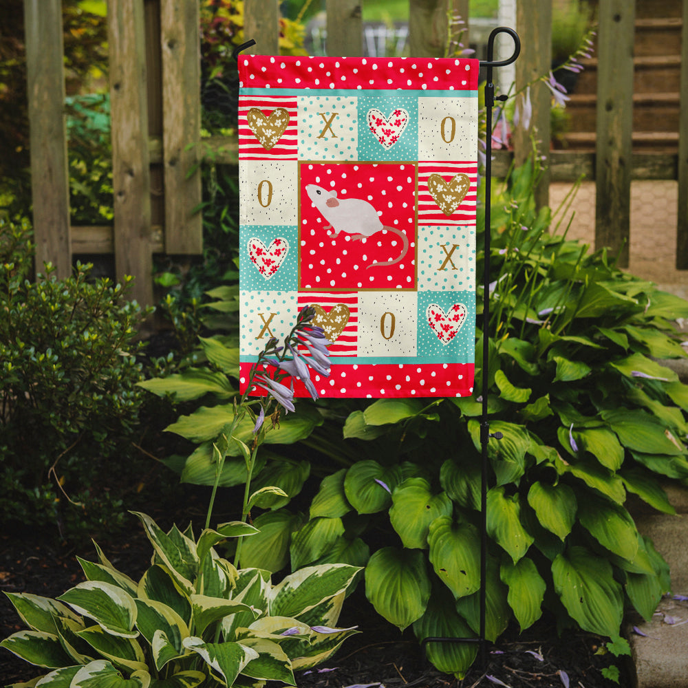 White Domestic Mouse Love Garden Flag Mailbox Decorative Yard Banner Outside Patio Artwork for Flower Beds, Garden Size, Multicolor