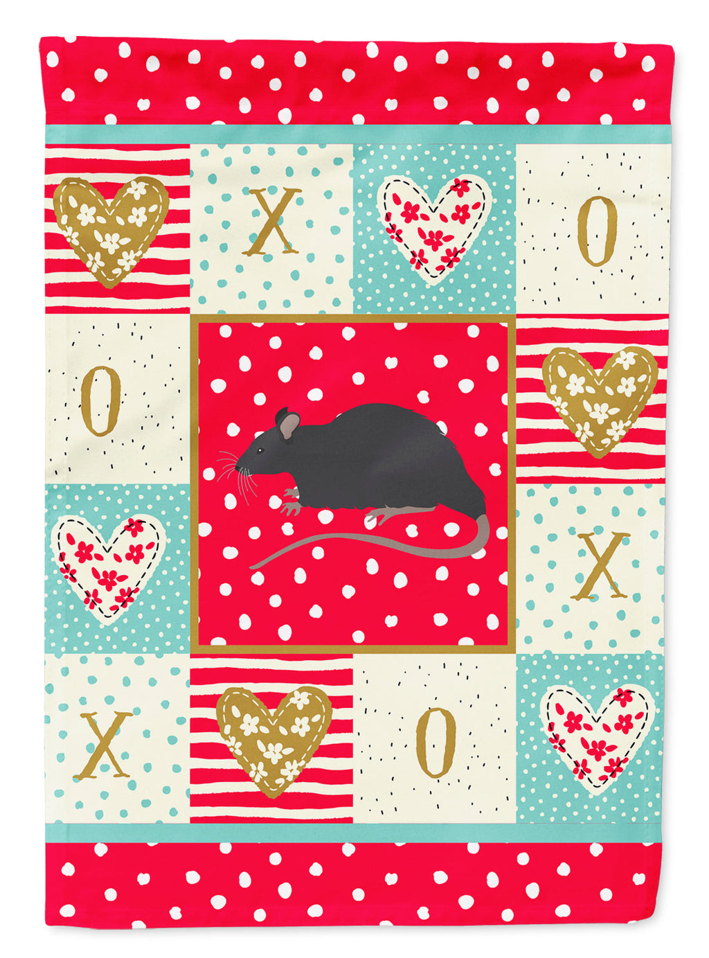 Black Rat Love Garden Flag Mailbox Decorative Yard Banner Outside Patio Artwork for Flower Beds, Garden Size, Multicolor